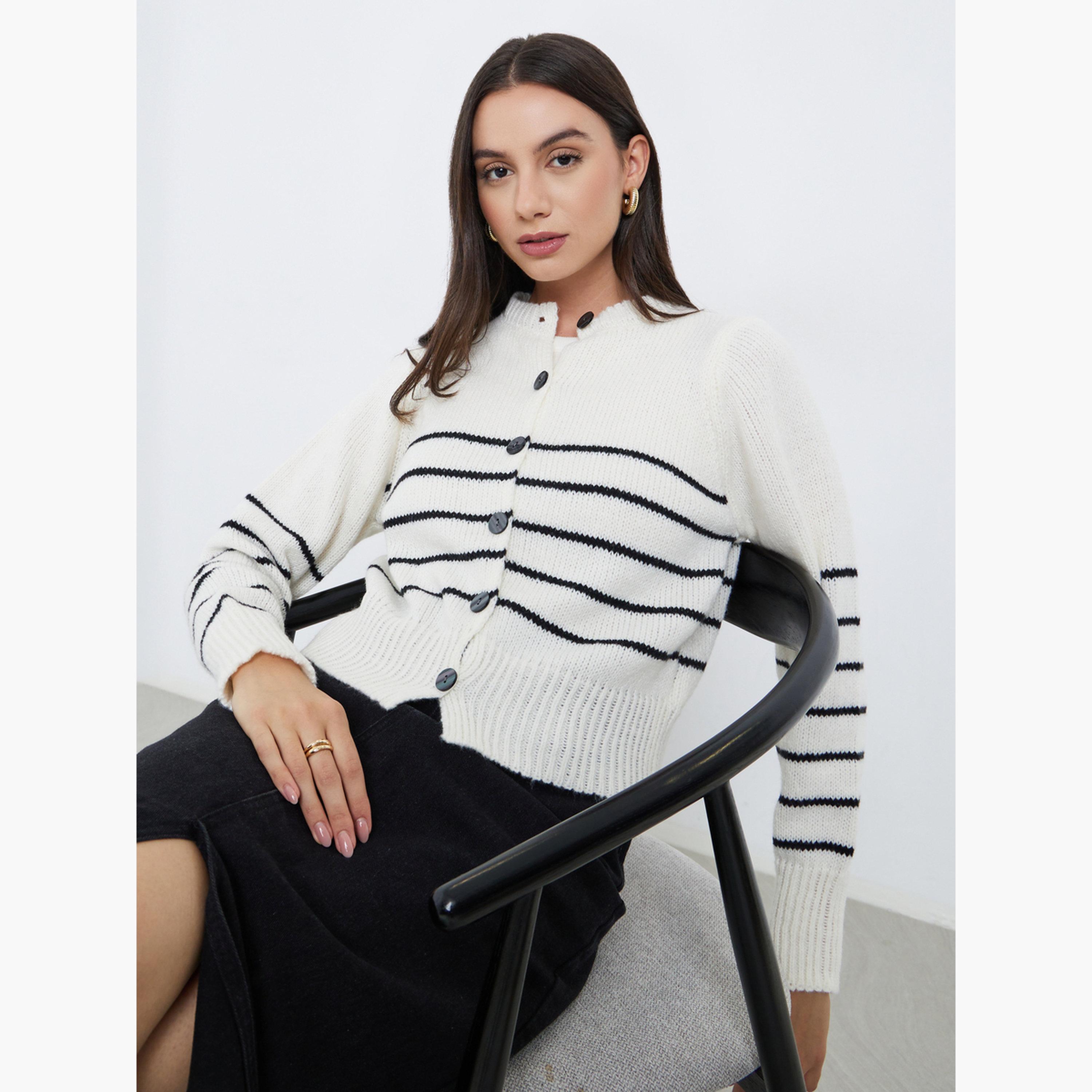 ستايلي - كارديغان محبوك مخطط-women-clothing-cardigansandjumpers-cardigans-image-3