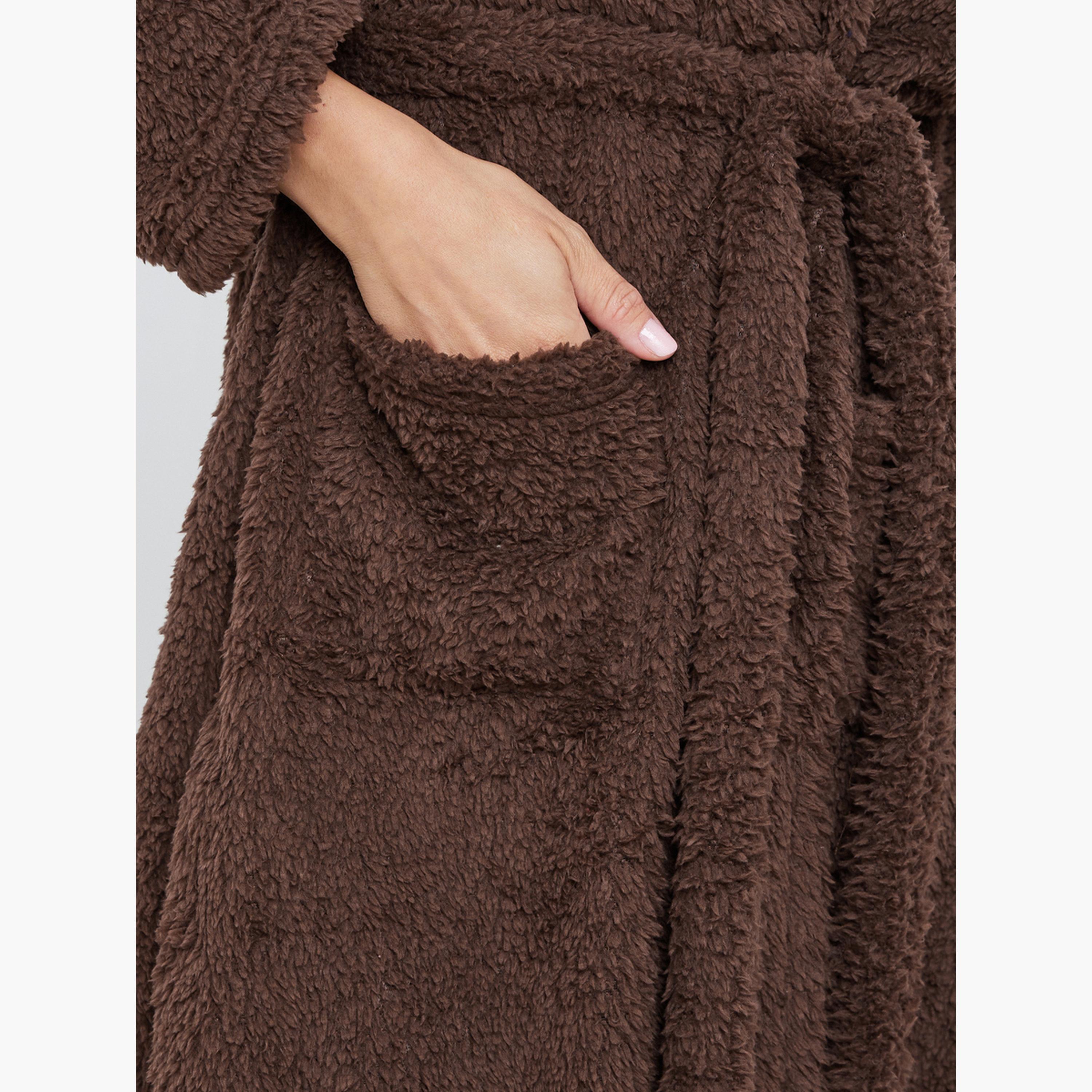 Styli Bear Ears Hooded Fleece Pocket Robe-women-clothing-nightwear-robes-image-4