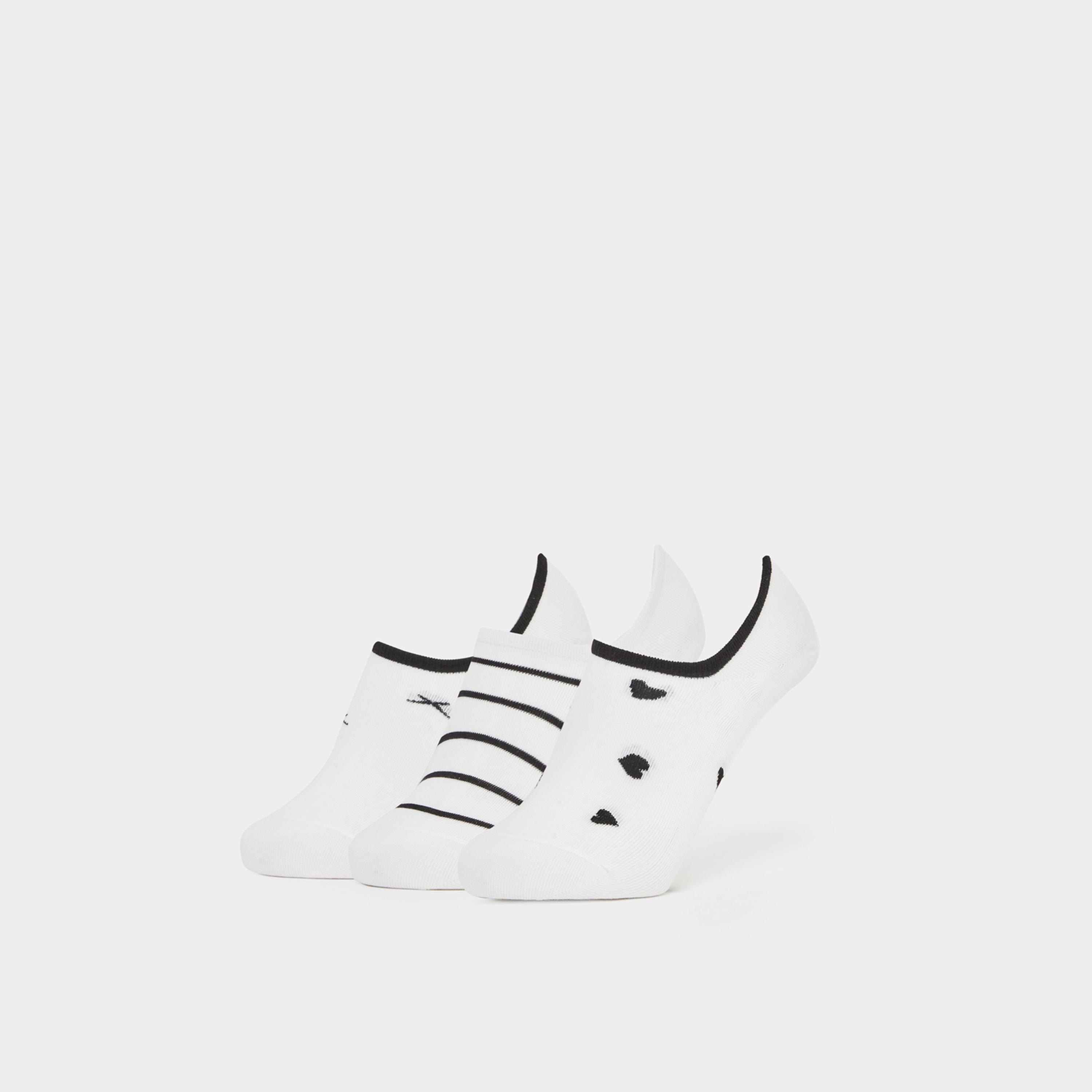 Styli Pack of 3 - White Heart Detail Socks-women-socksandstockings-image-1