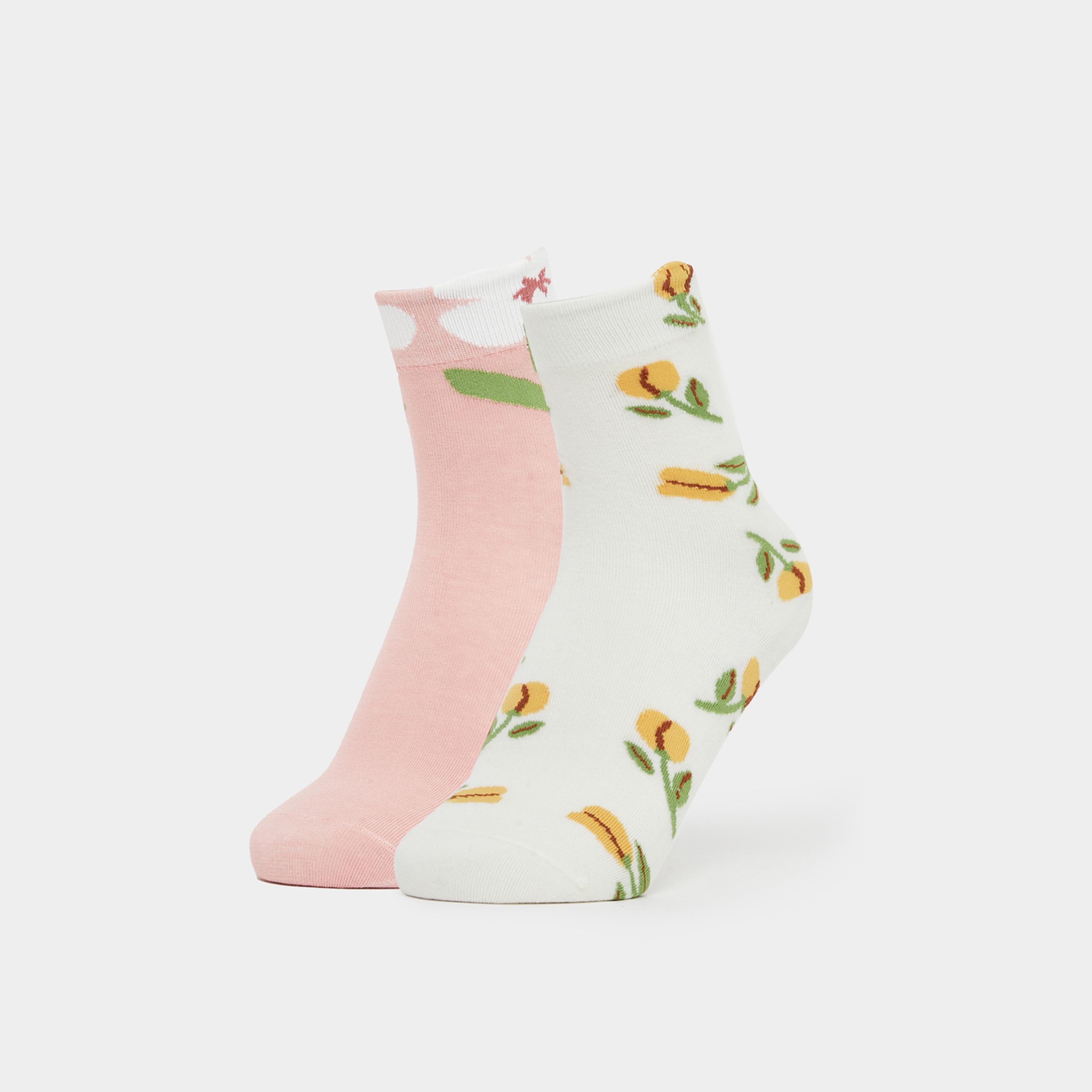 Styli Pack of 2 - Embroidered Floral Socks-women-socksandstockings-image-1