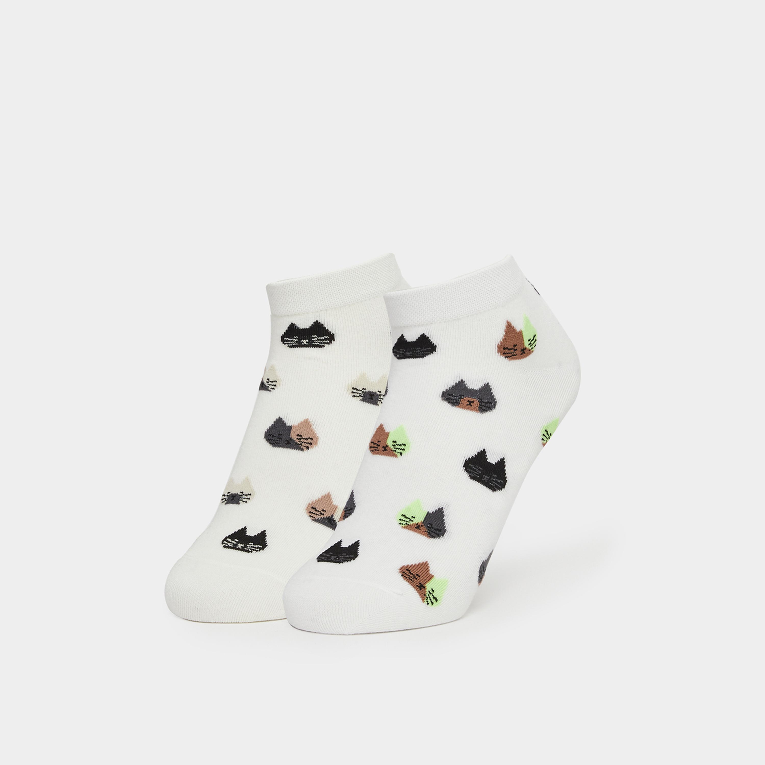Styli Pack of 2 - Cat Print Socks-women-socksandstockings-image-1