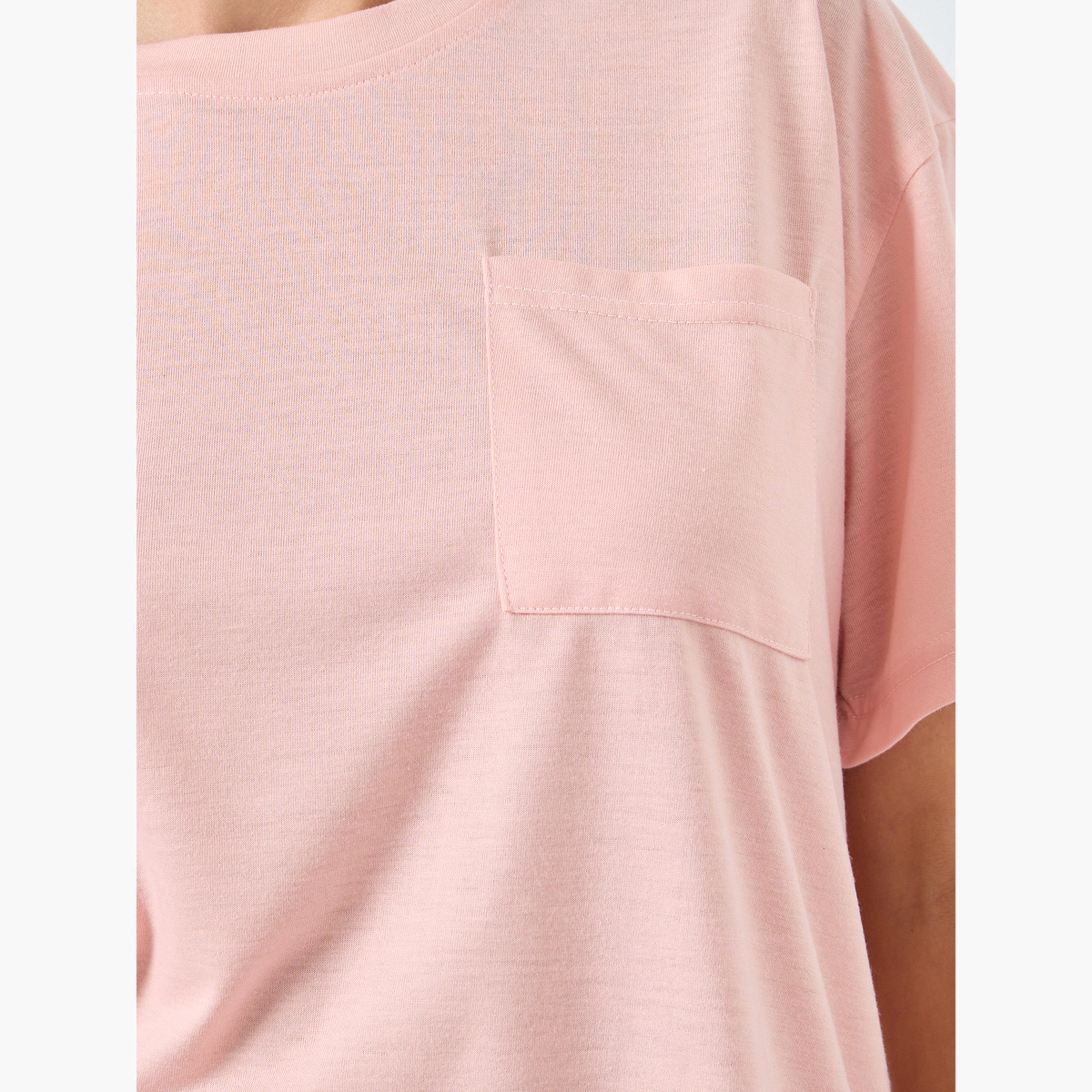 ستايلي - طقم تي شيرت بجيوب متماسكة وبيجاما مزينة بالزهور-women-clothing-nightwear-pyjamas-longsets-image-4