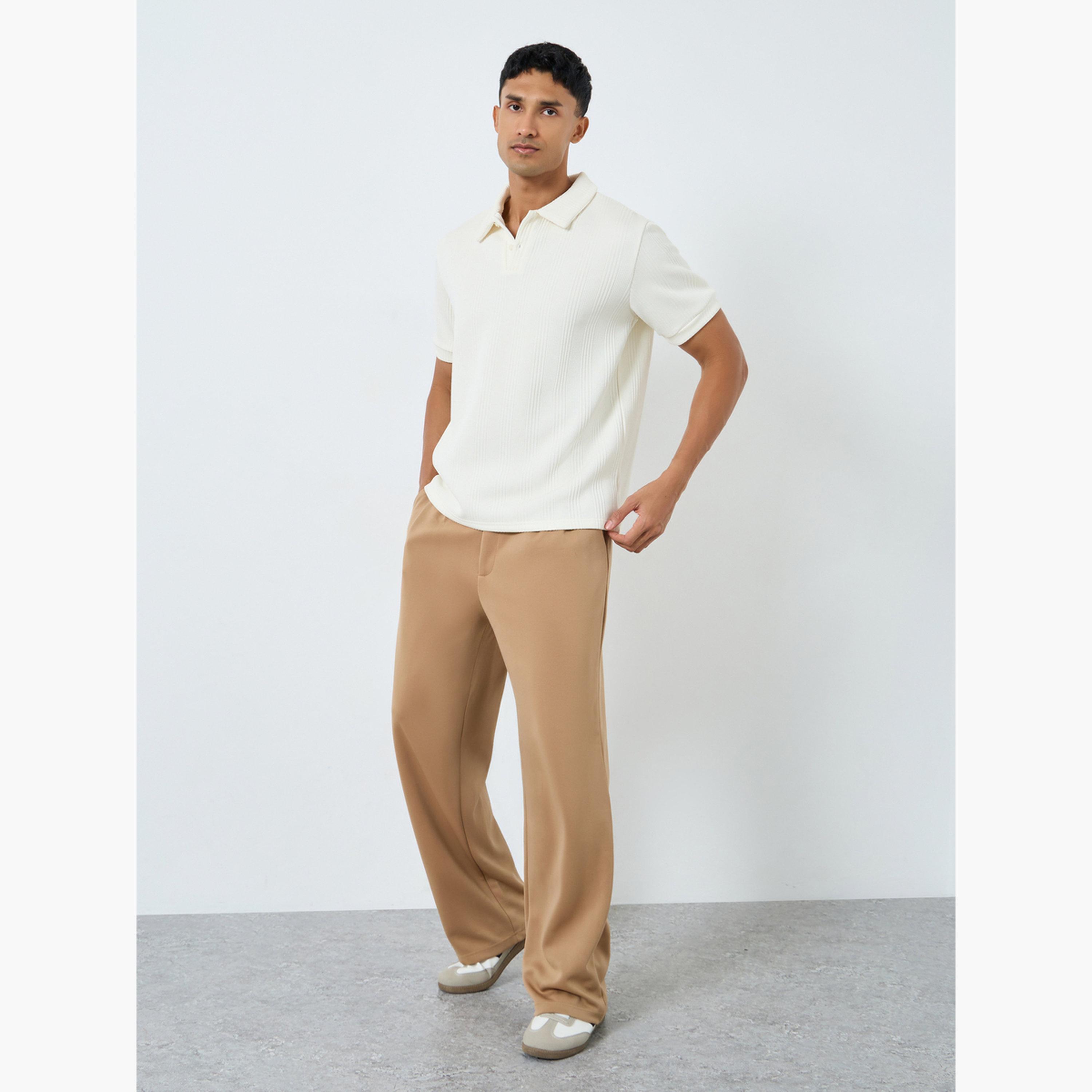ستايلي - قميص بولو رجالي مريح محبوك لون أبيض العاجي-men-clothing-tshirtsandpolos-polos-image-2