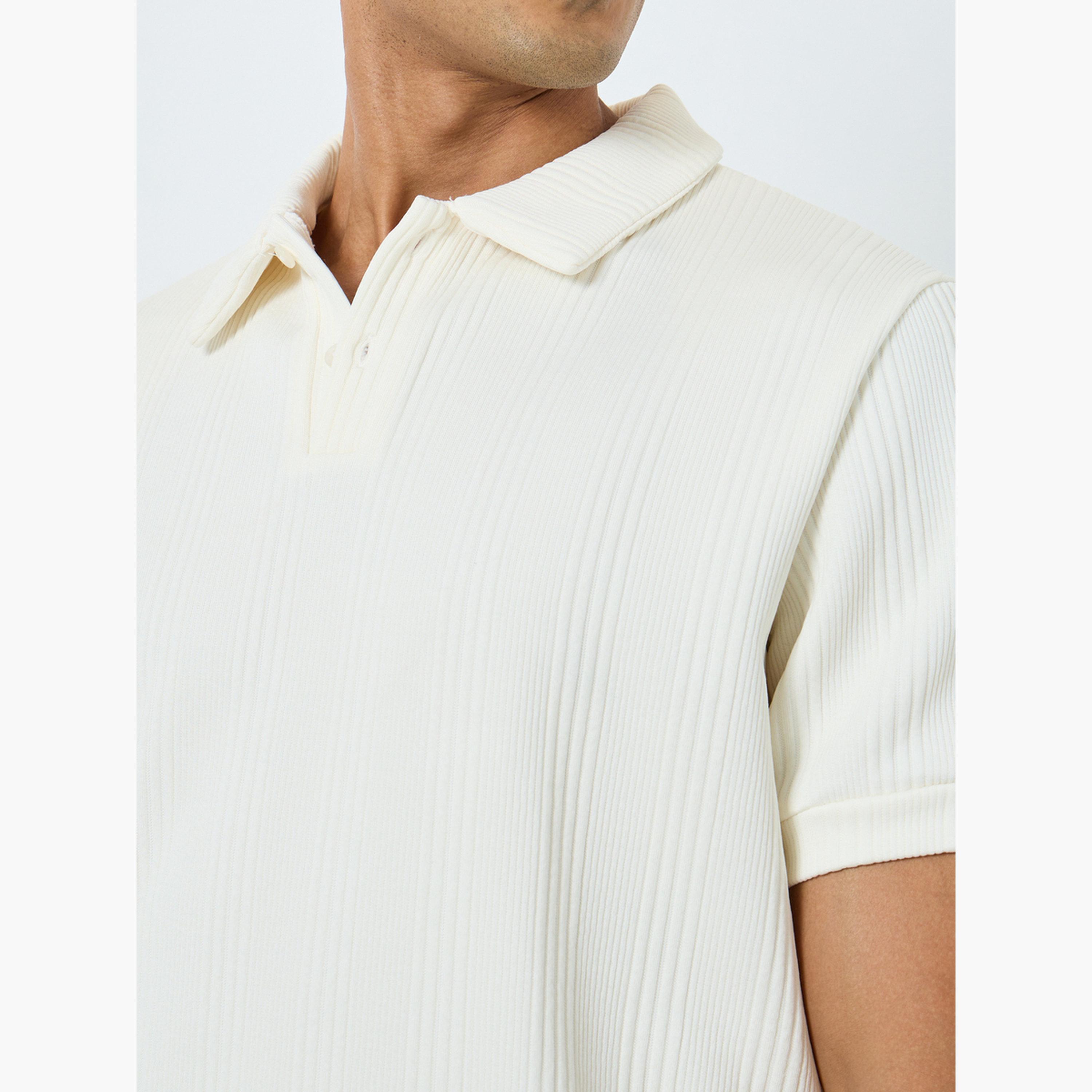 Styli Men Off White Textured Knit Relaxed Polo-men-clothing-tshirtsandpolos-polos-image-3