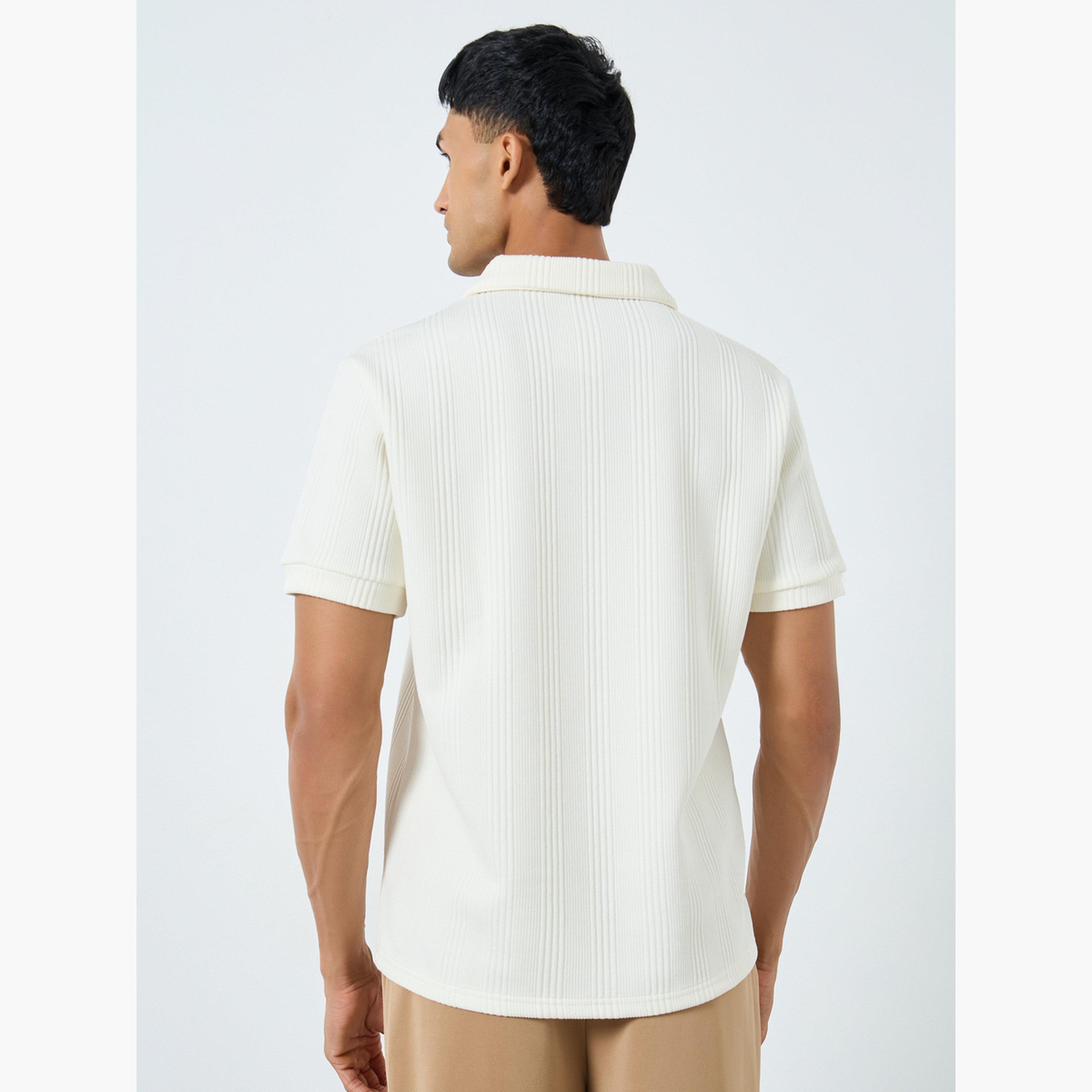 Styli Men Off White Textured Knit Relaxed Polo-men-clothing-tshirtsandpolos-polos-image-4
