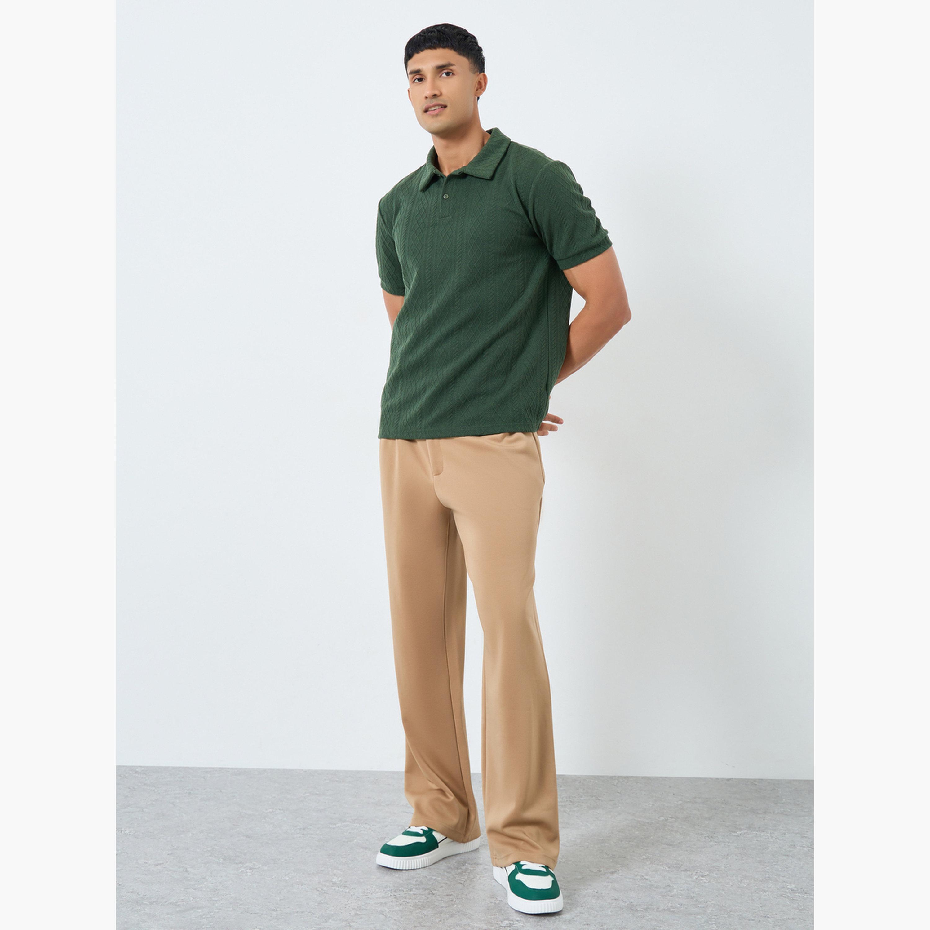 Styli Men Olive Textured Cable Knit Relaxed Polo-men-clothing-tshirtsandpolos-polos-image-2