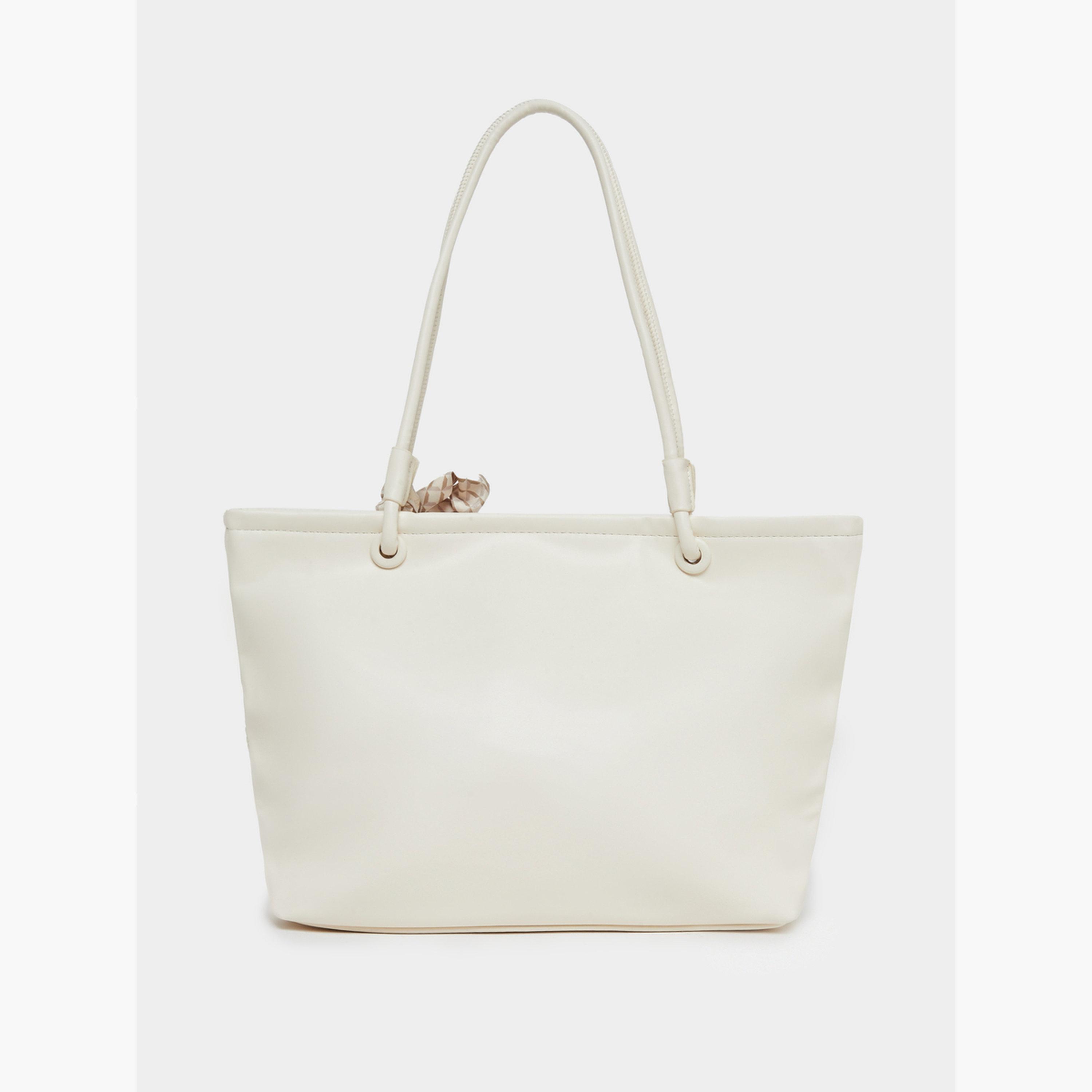 Styli Textured Shoulder Bag with Scarf Detail-women-bagsandwallets-handbags-image-2