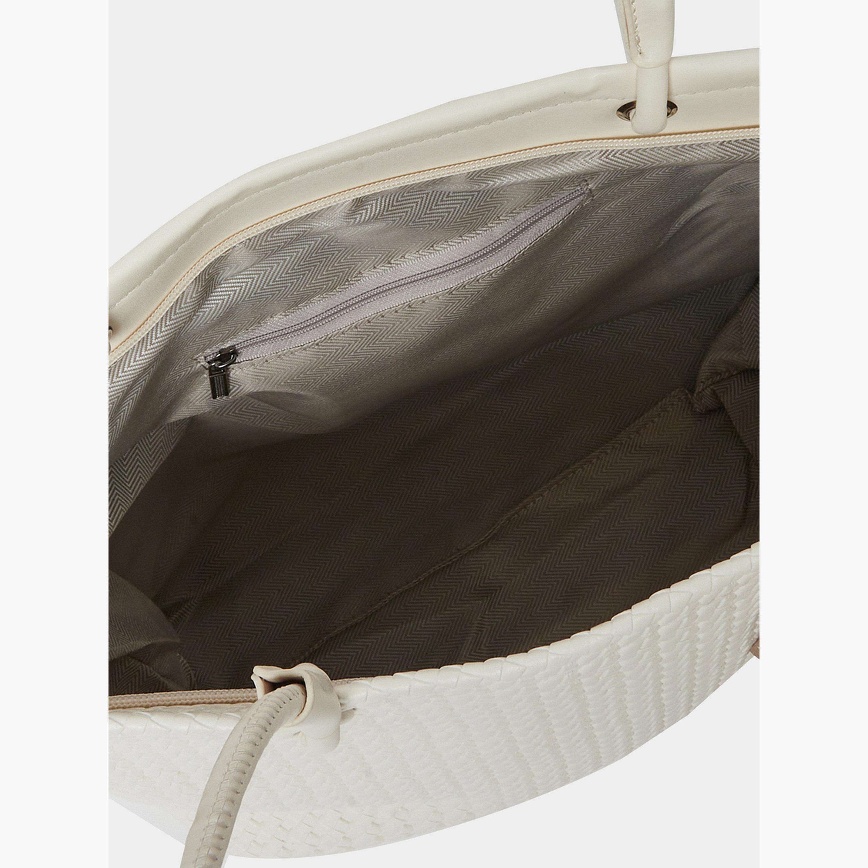 Styli Textured Shoulder Bag with Scarf Detail-women-bagsandwallets-handbags-image-4