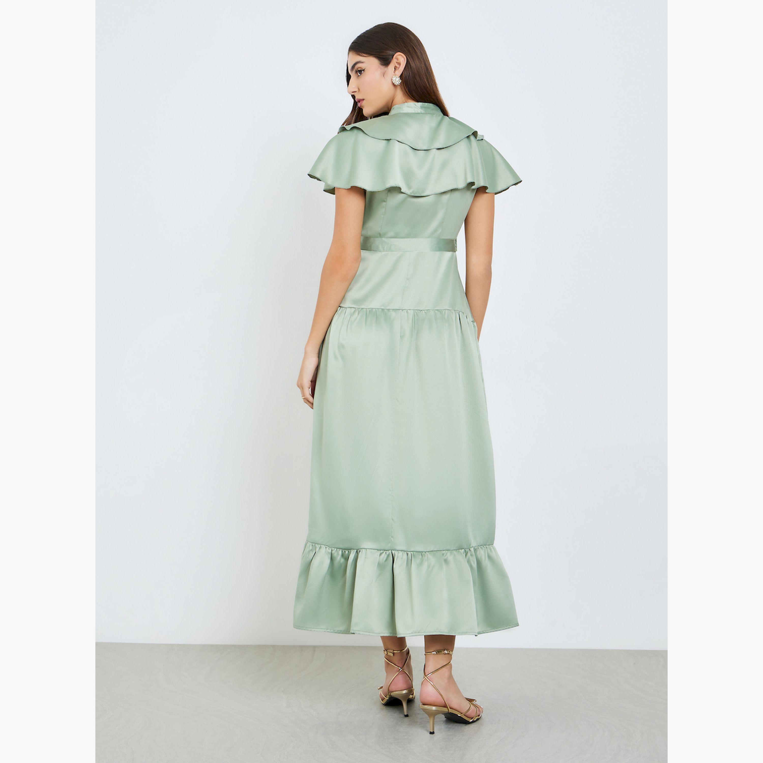 فستان طويل بحزام وتفاصيل كشكش-women-clothing-dresses-image-5