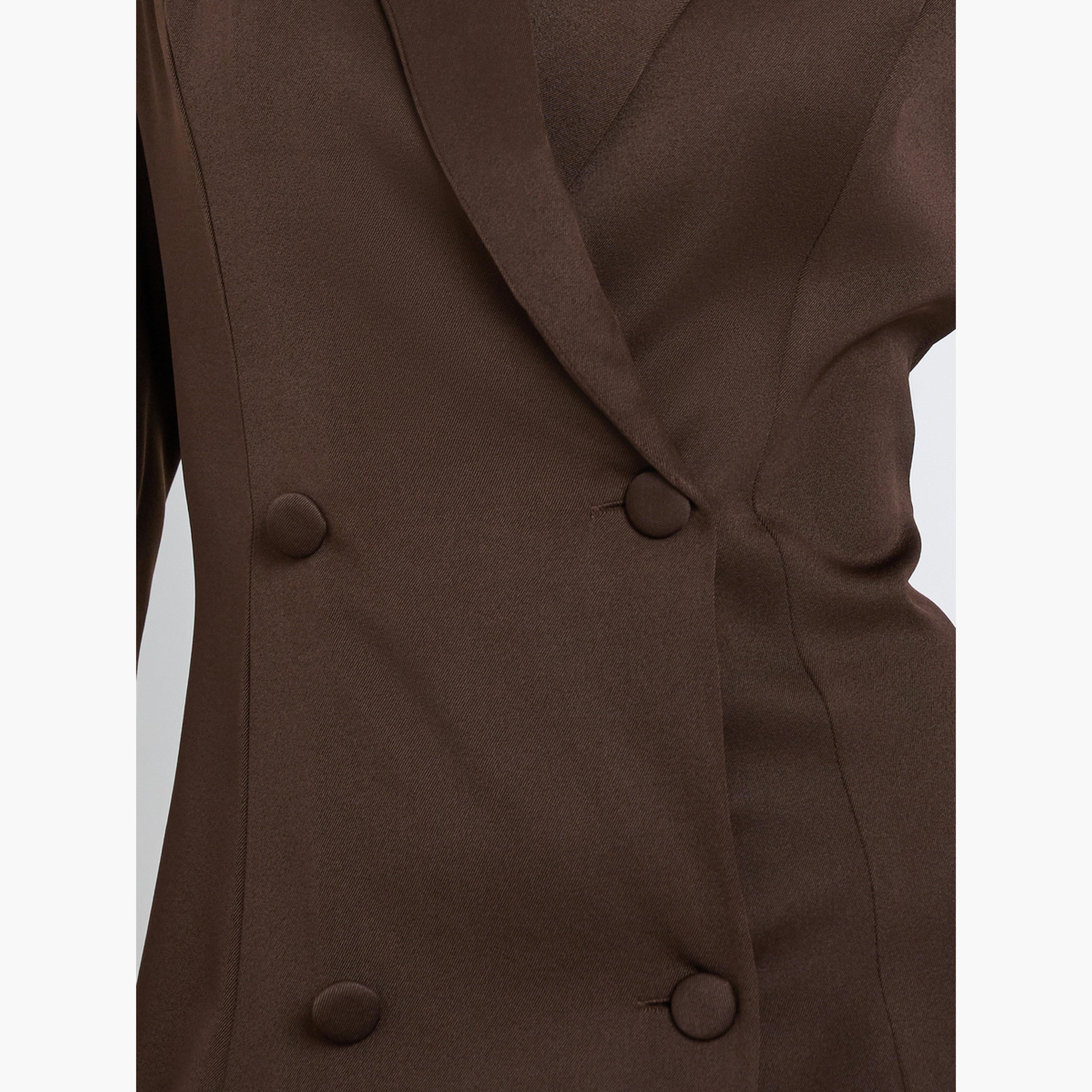 Styli Women Brown Double Breasted Blazer Knee Length Dress-women-clothing-dresses-image-4