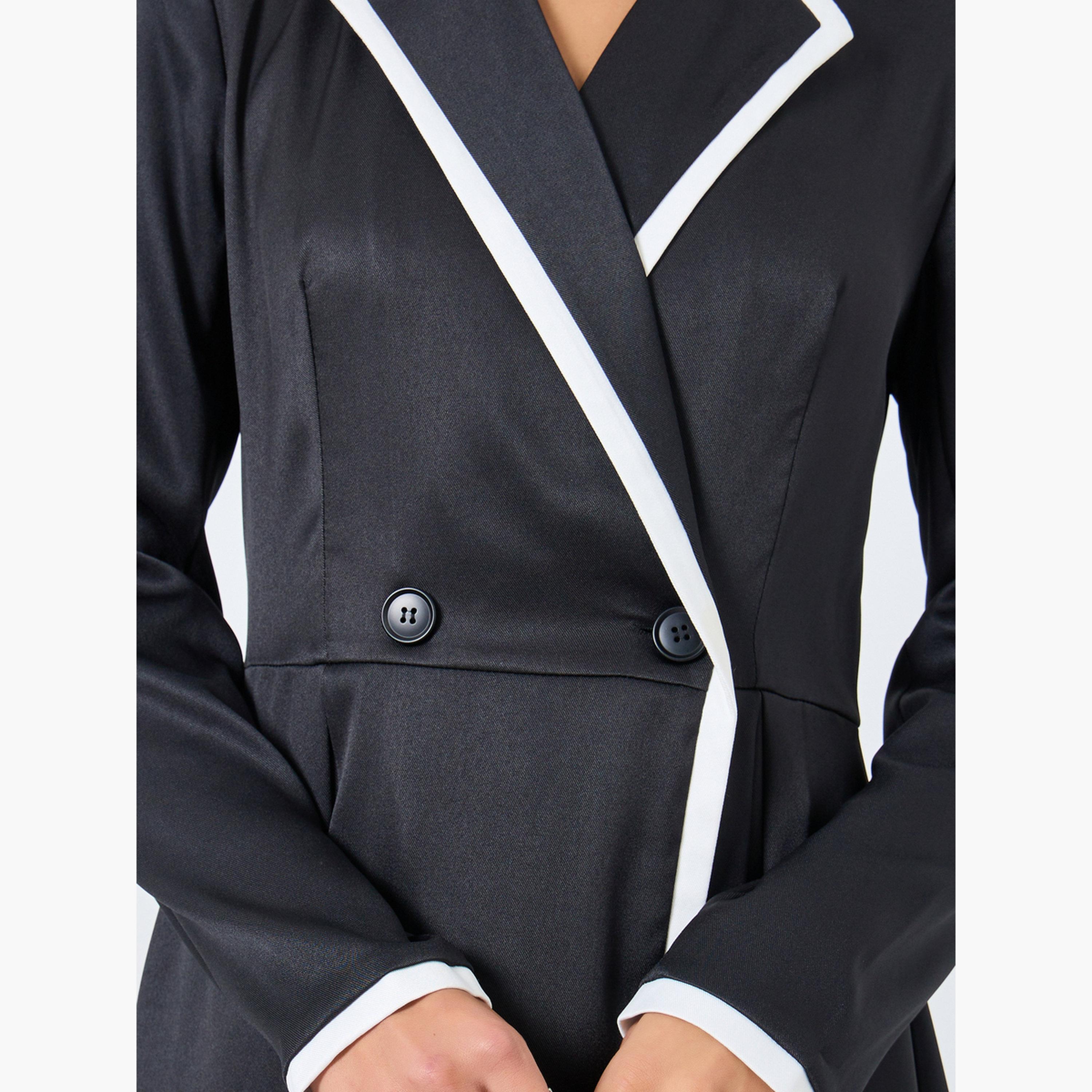 Styli Black Contrast Panel Blazer Midi Dress-women-clothing-dresses-image-3