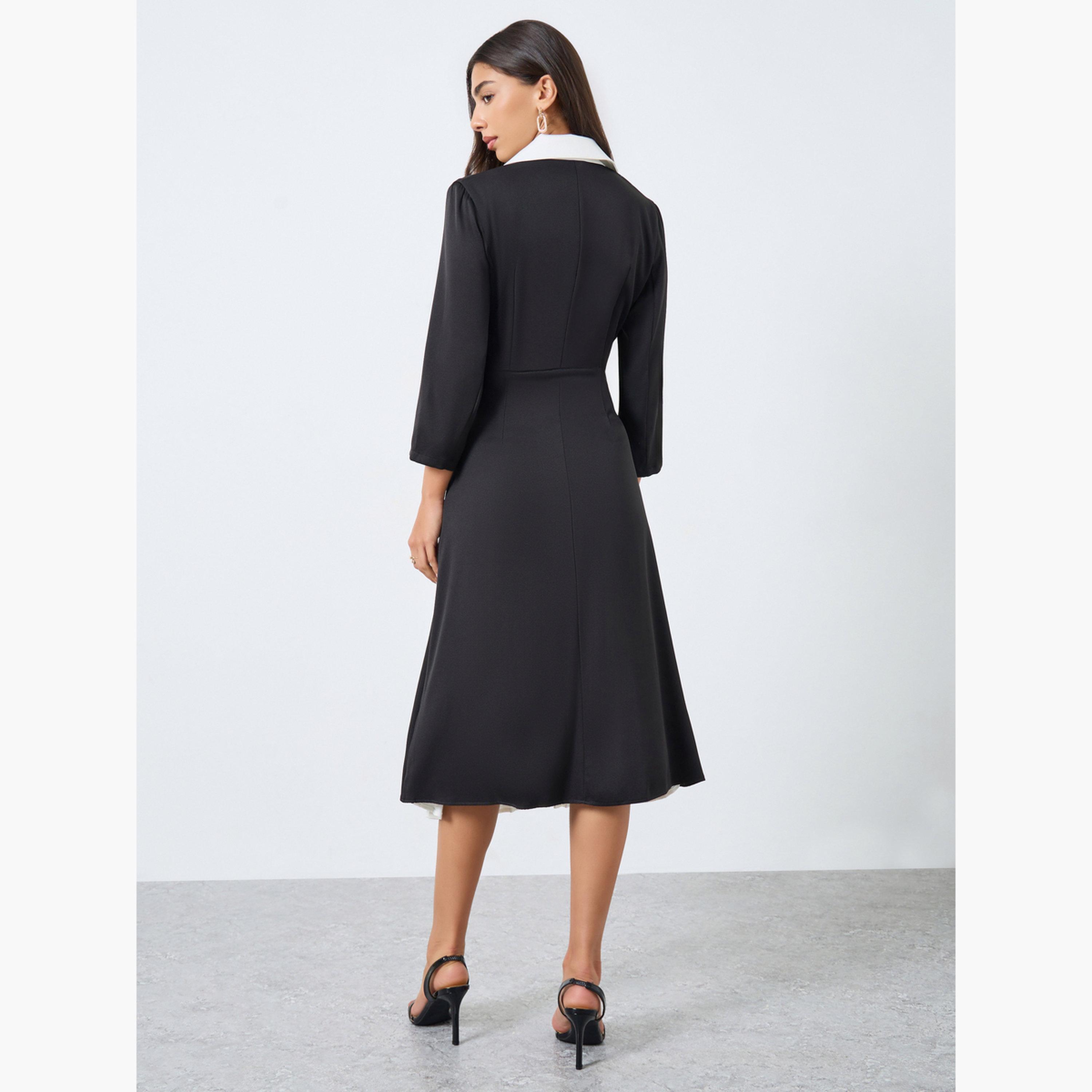 Styli Color Block Pleated Insert Blazer Midi Dress-women-clothing-dresses-image-5