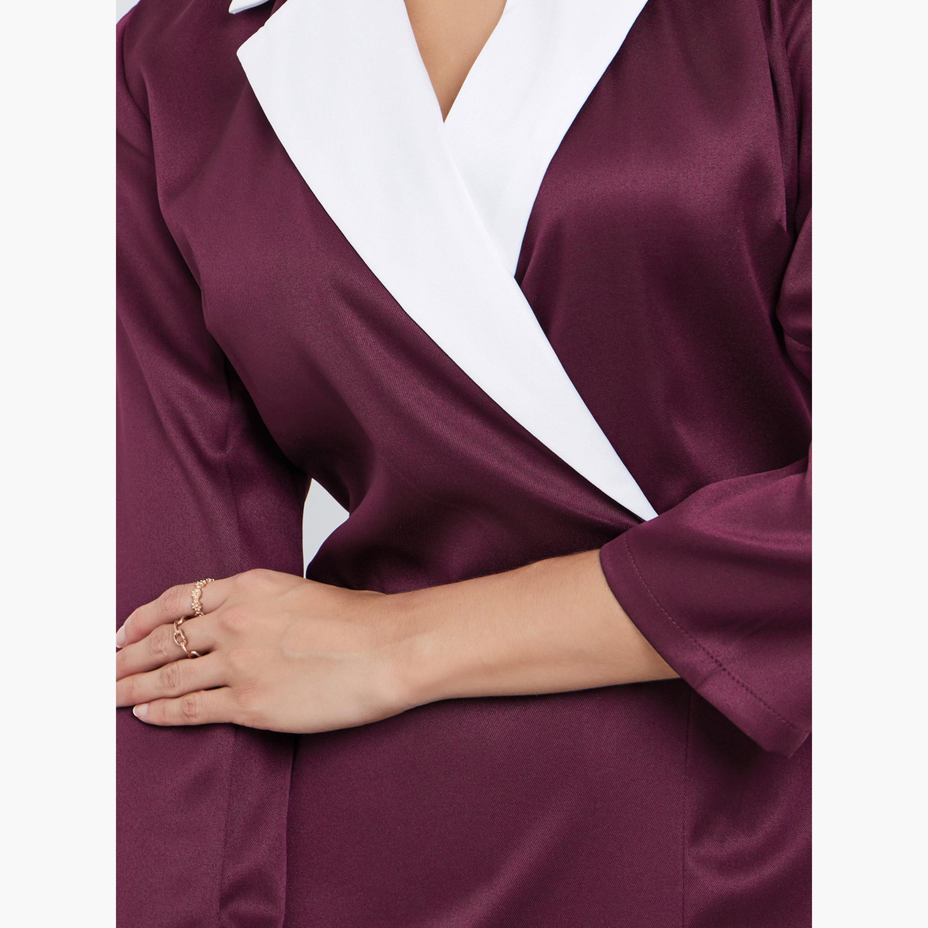 ستايلي - فستان بليزر متوسط ​​الطول مع ثنيات ملونة-women-clothing-dresses-image-3