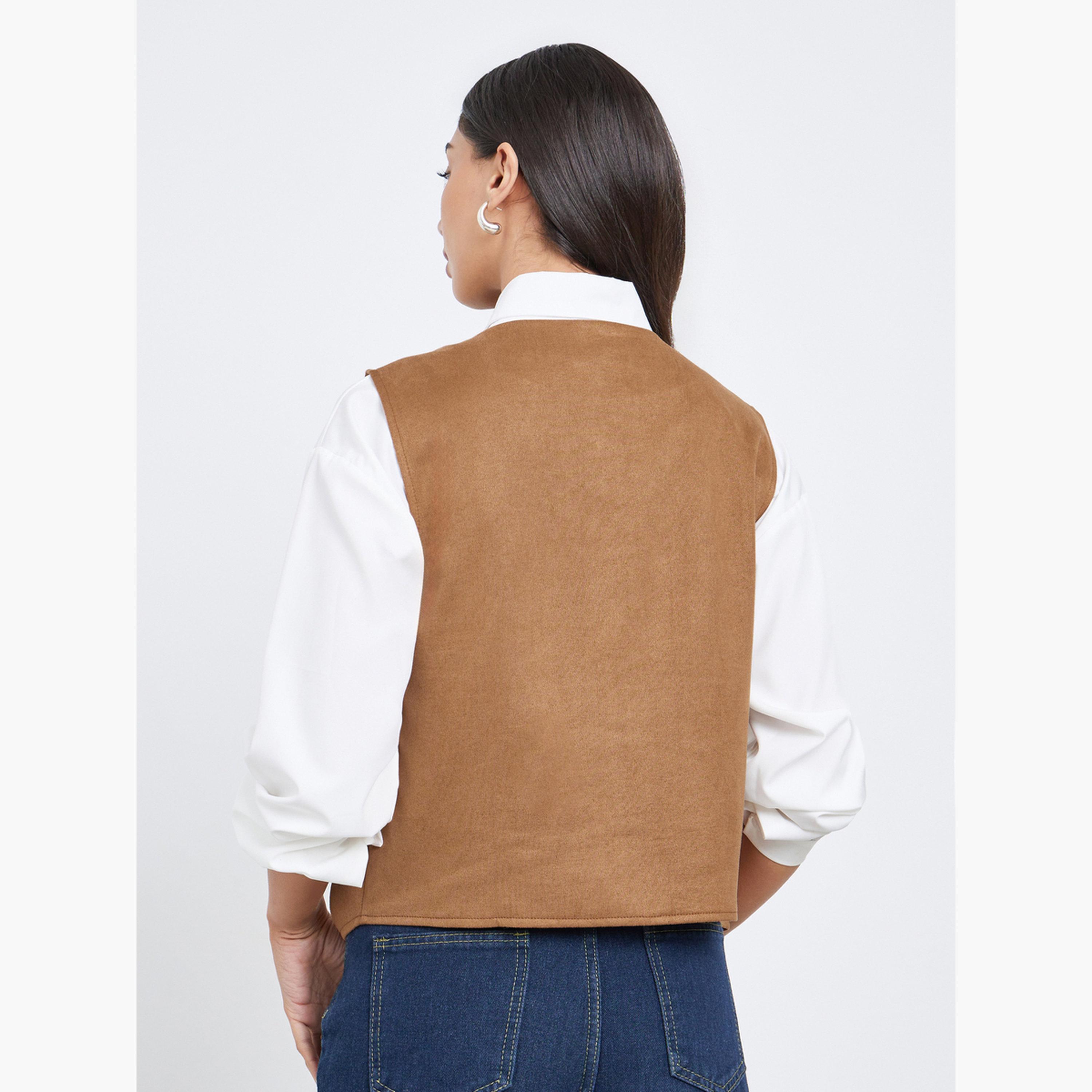 Styli Women Tan Suede Look Fringe Vest-women-clothing-shirtsandblouses-shirts-image-5