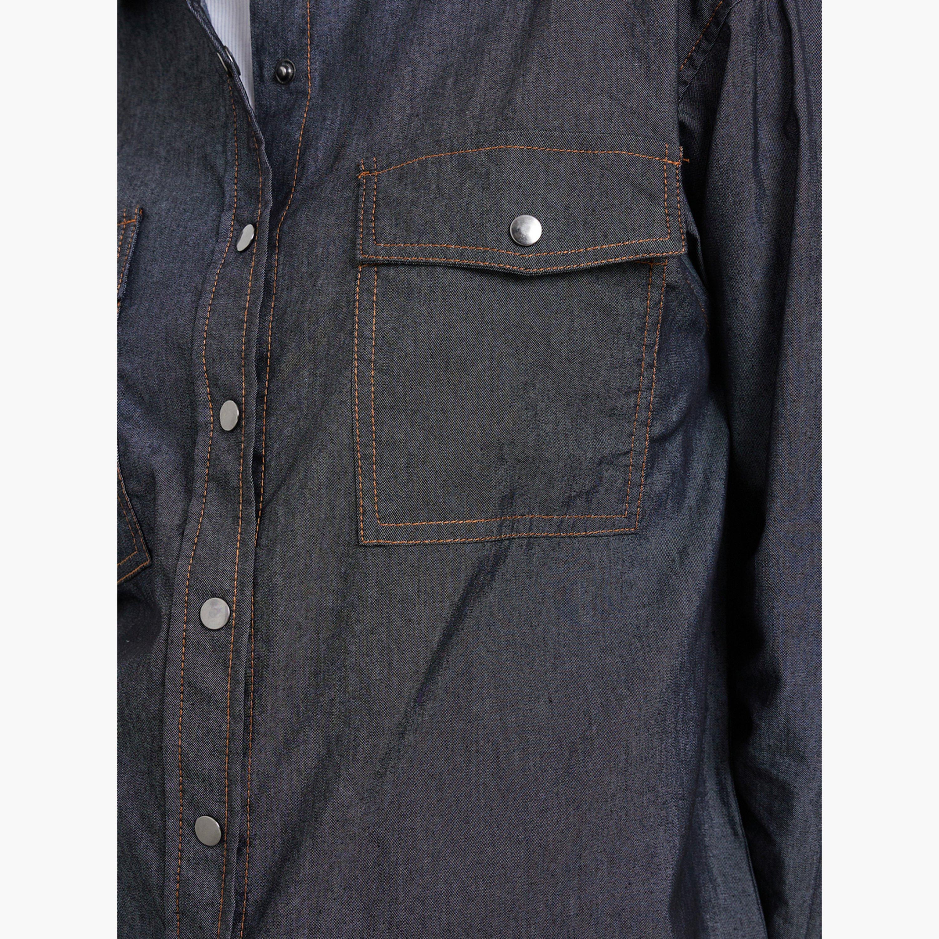 Styli Women Black Double Pocket Denim Loose Fit Shirt-women-clothing-shirtsandblouses-shirts-image-4