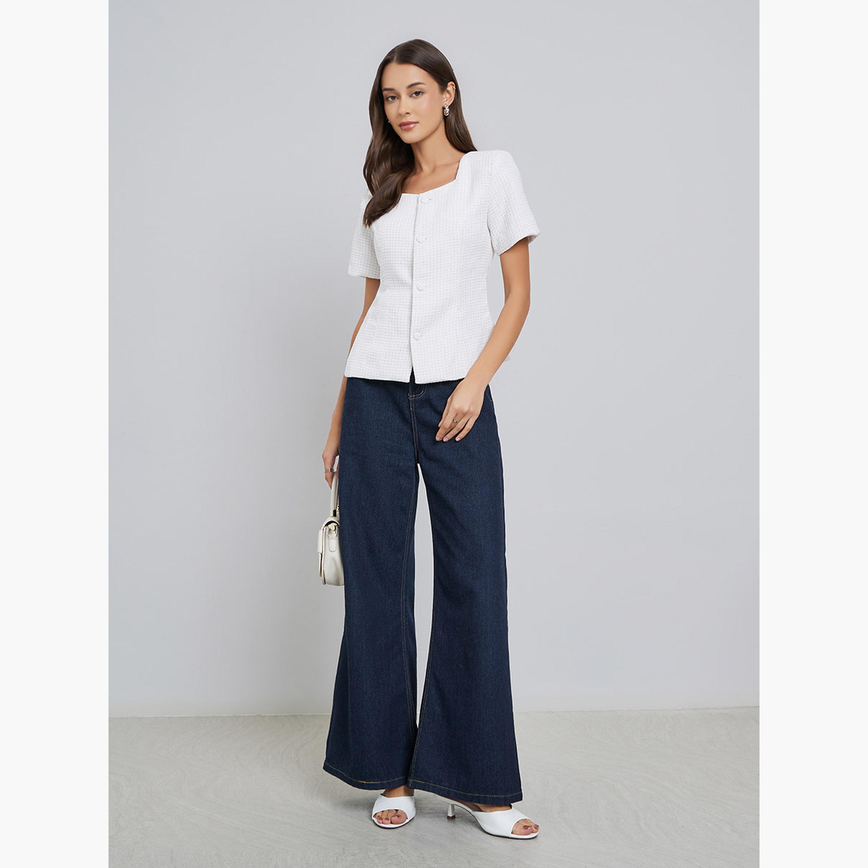 ستايلي - بلوزة بأزرار بمظهر تويد أبيض عاجي-women-clothing-shirtsandblouses-blouses-image-2