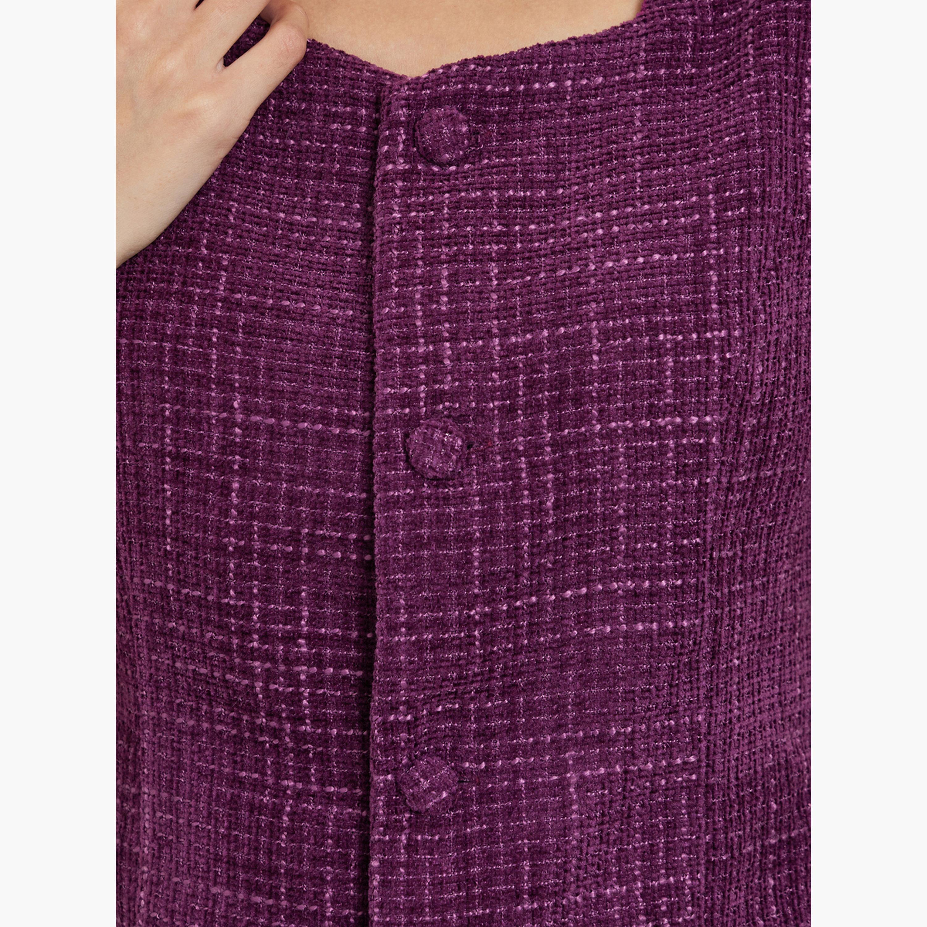 Styli Purple Tweed Buttoned Top-women-clothing-shirtsandblouses-shirts-image-4