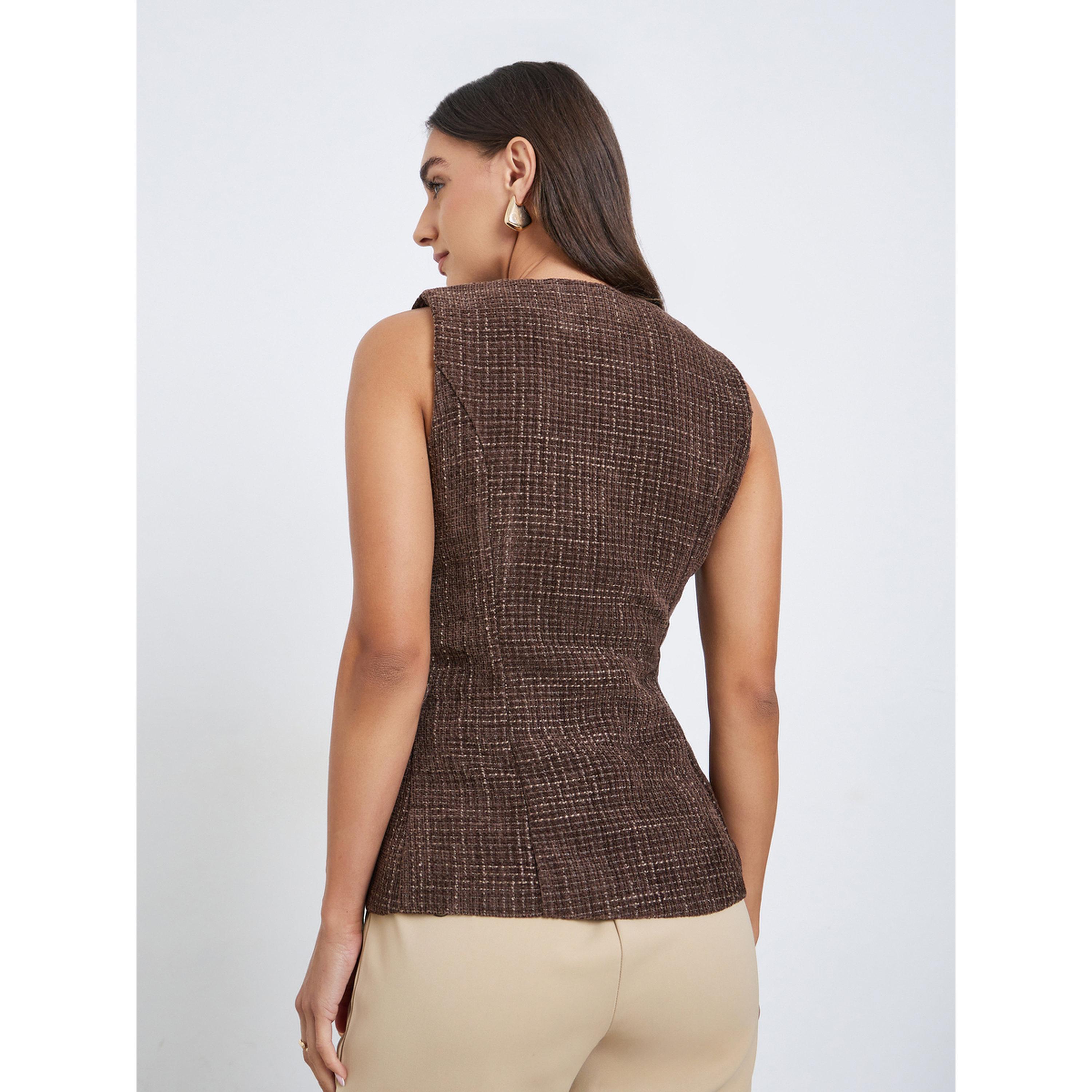 Styli Sleeveless Boucle Tweed Look Waistcoat-women-clothing-shirtsandblouses-blouses-image-4