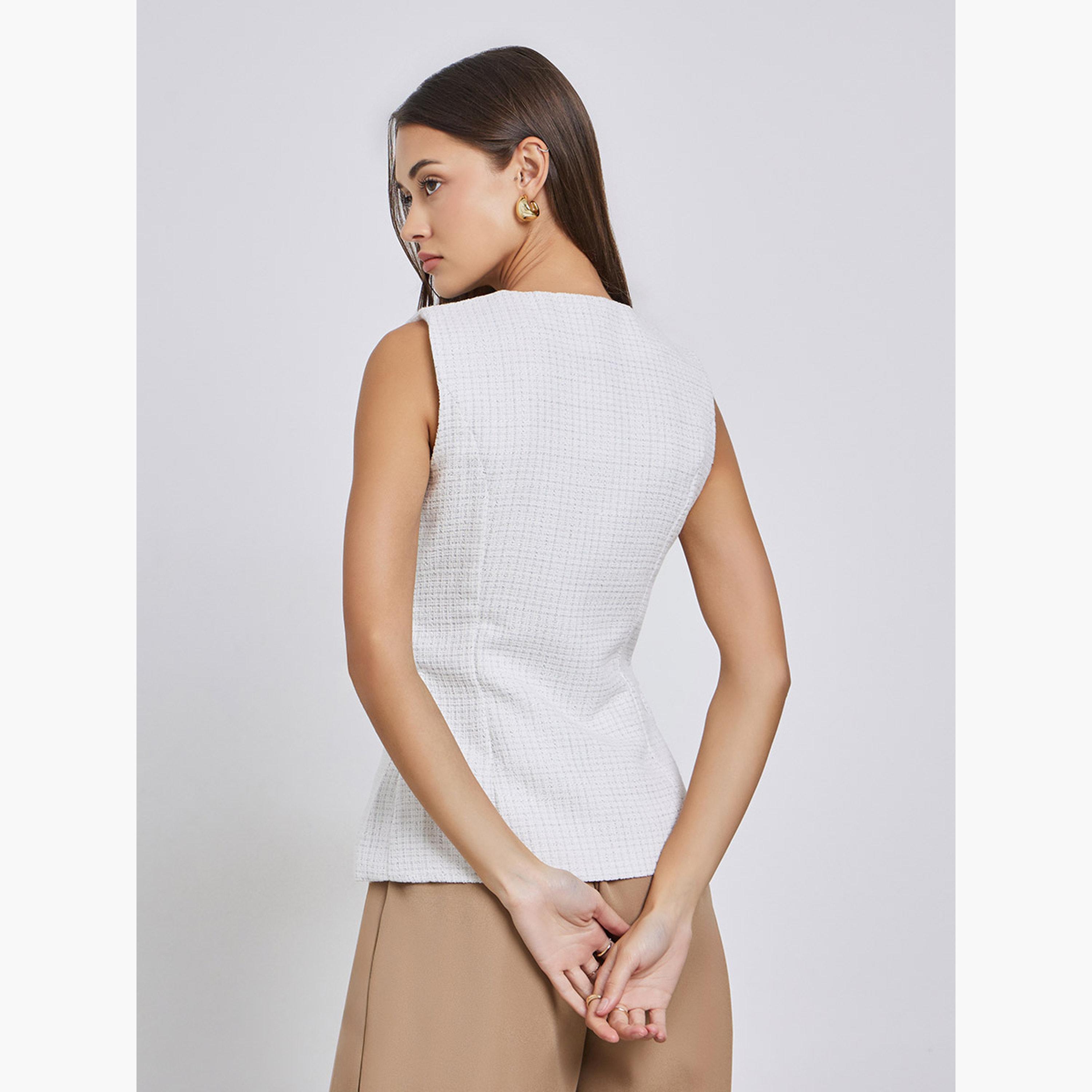 ستايلي - صدرية بدون أكمام بتصميم تويد من بوكل-women-clothing-shirtsandblouses-blouses-image-3