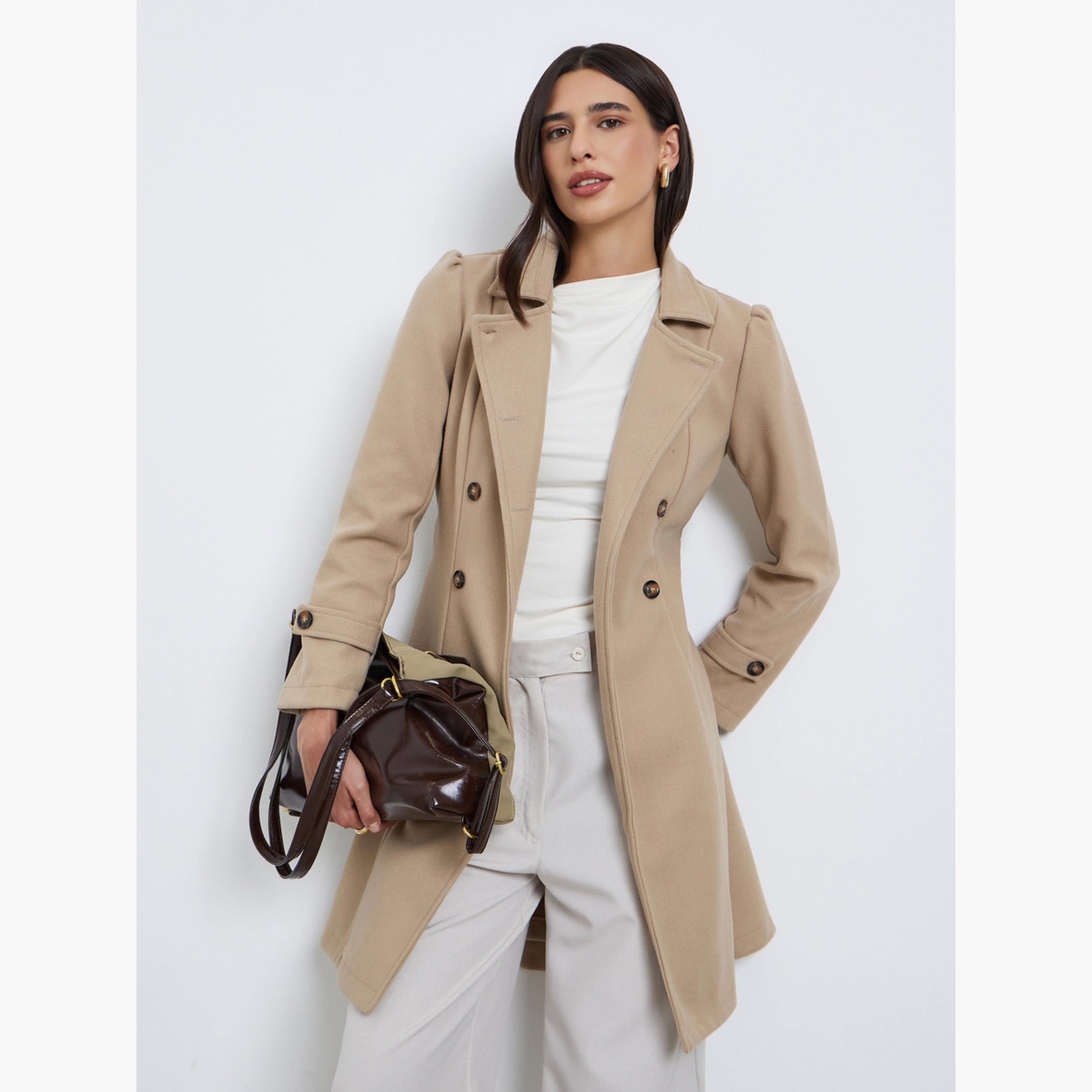Styli Regular Fit Longline Double Breasted Belted Coat-women-clothing-coatsandjackets-coats-image-3