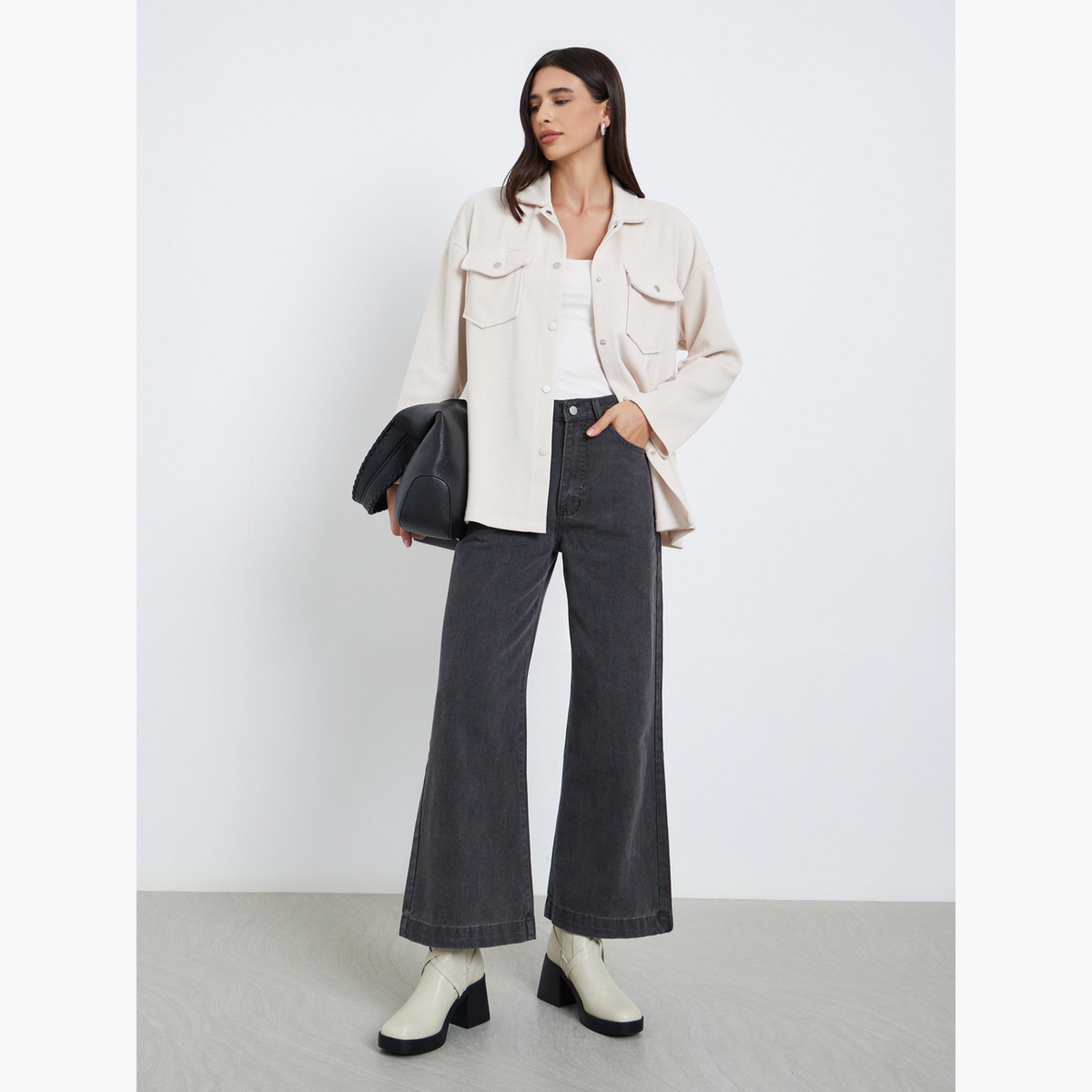 Styli Off White Oversized Corduroy Shacket-women-winterwear-coatsandjackets-jackets-image-2
