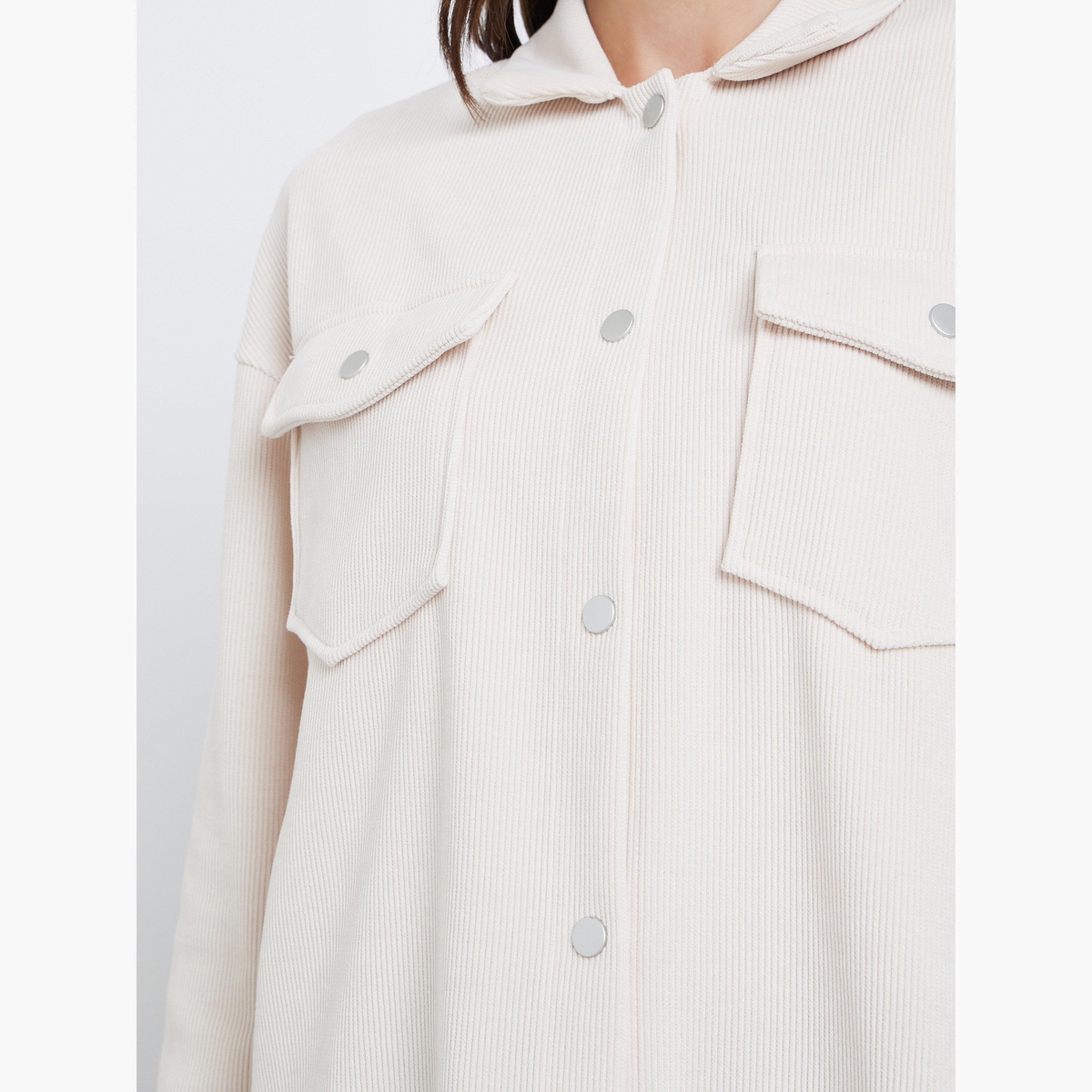 Styli Off White Oversized Corduroy Shacket-women-winterwear-coatsandjackets-jackets-image-4