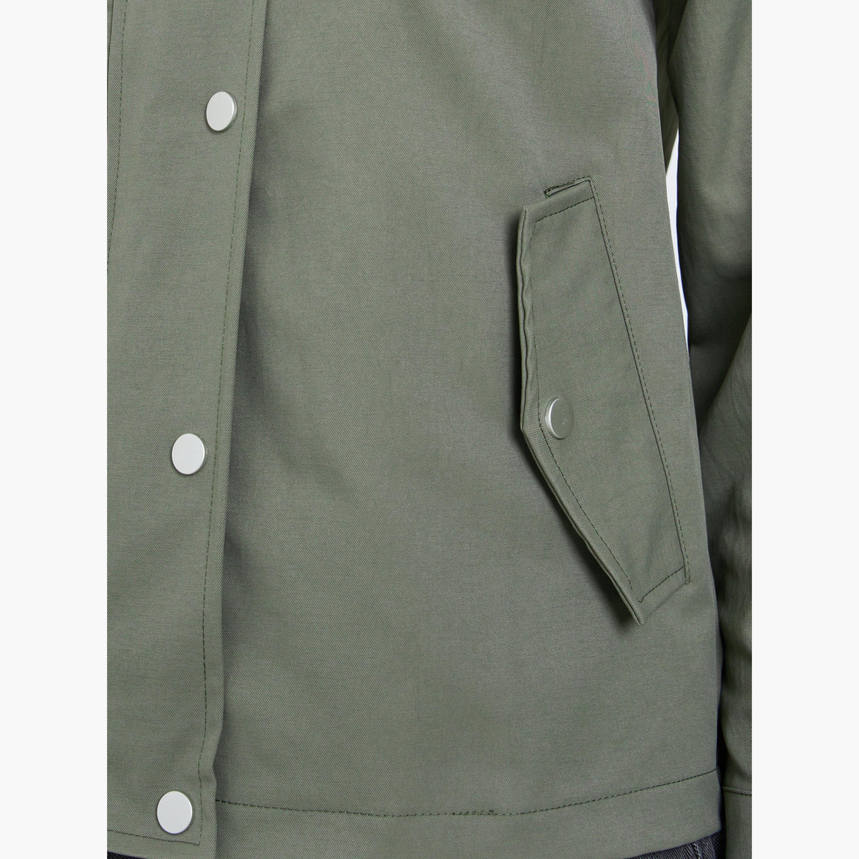 Styli Solid Lapel Collar Long Sleeves Women's Zip Through Jacket-women-winterwear-coatsandjackets-jackets-image-4