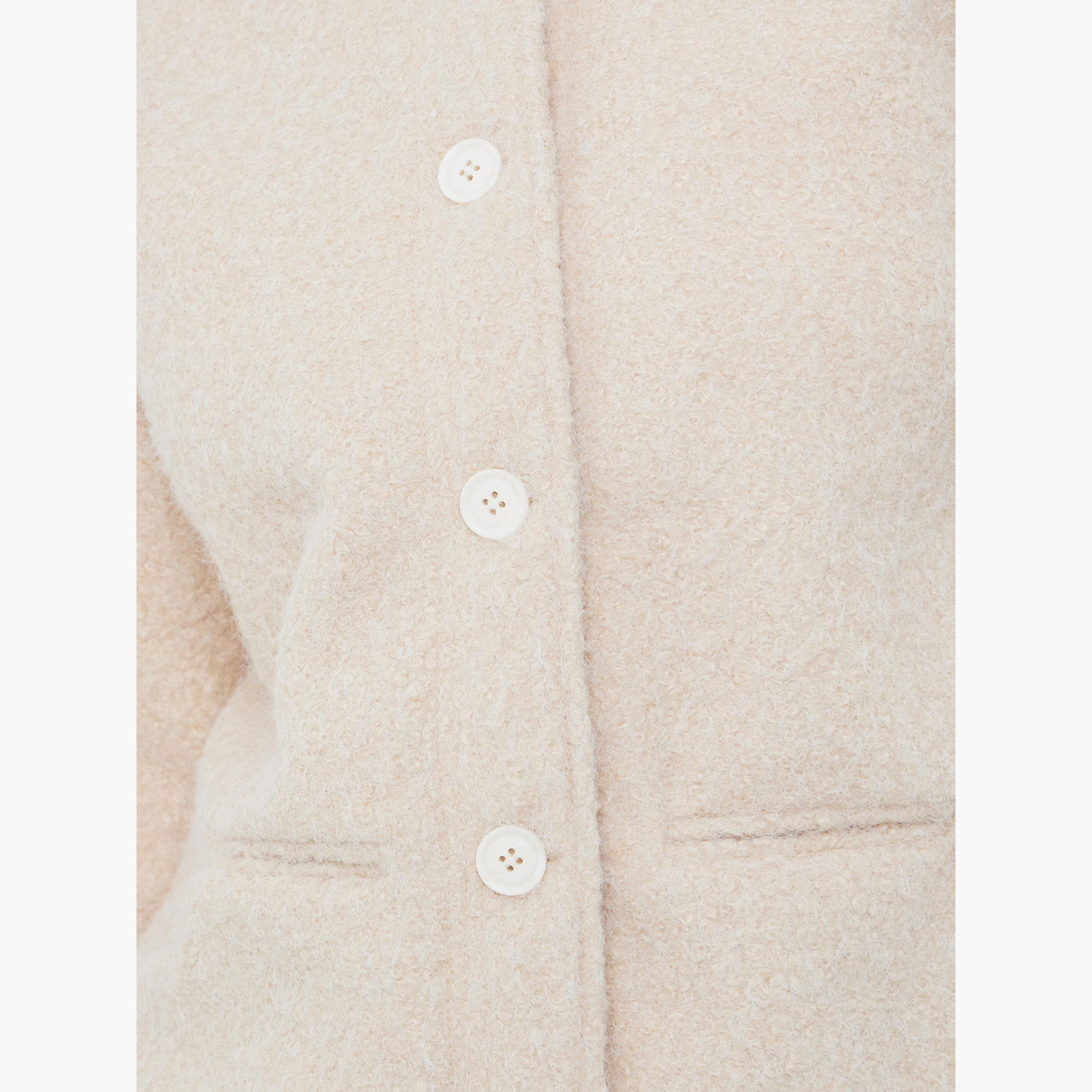 Styli Solid Mandarin Collar Long Sleeves Women's Button Through Trucker Jacket-women-winterwear-coatsandjackets-jackets-image-5