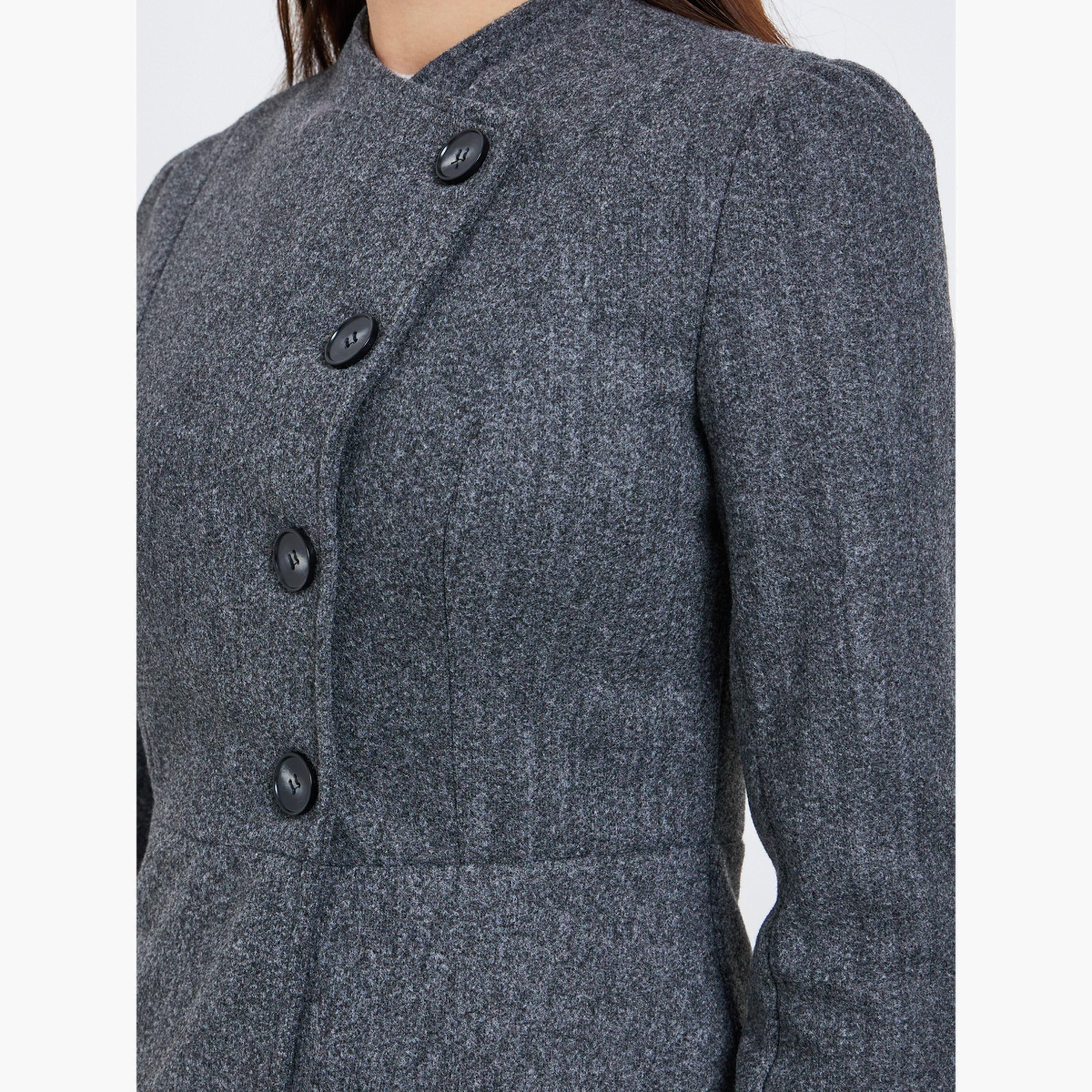 Styli Women Grey Regular Fit Wool Like Midi Coat-women-clothing-coatsandjackets-coats-image-4