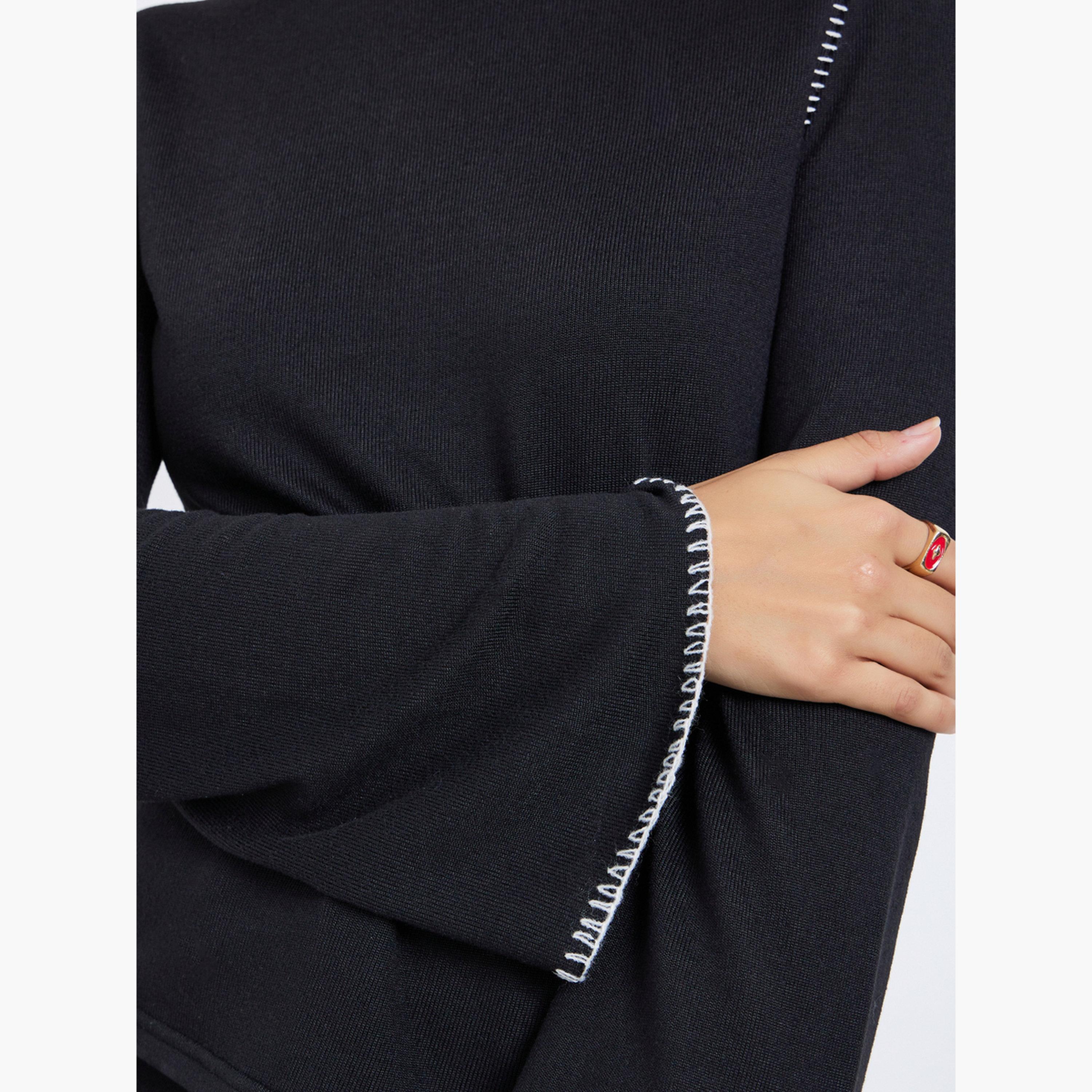 ستايلي - بلوزة سوداء محبوكة مع حياكة متقاطعة للنساء-women-clothing-tshirts-image-3
