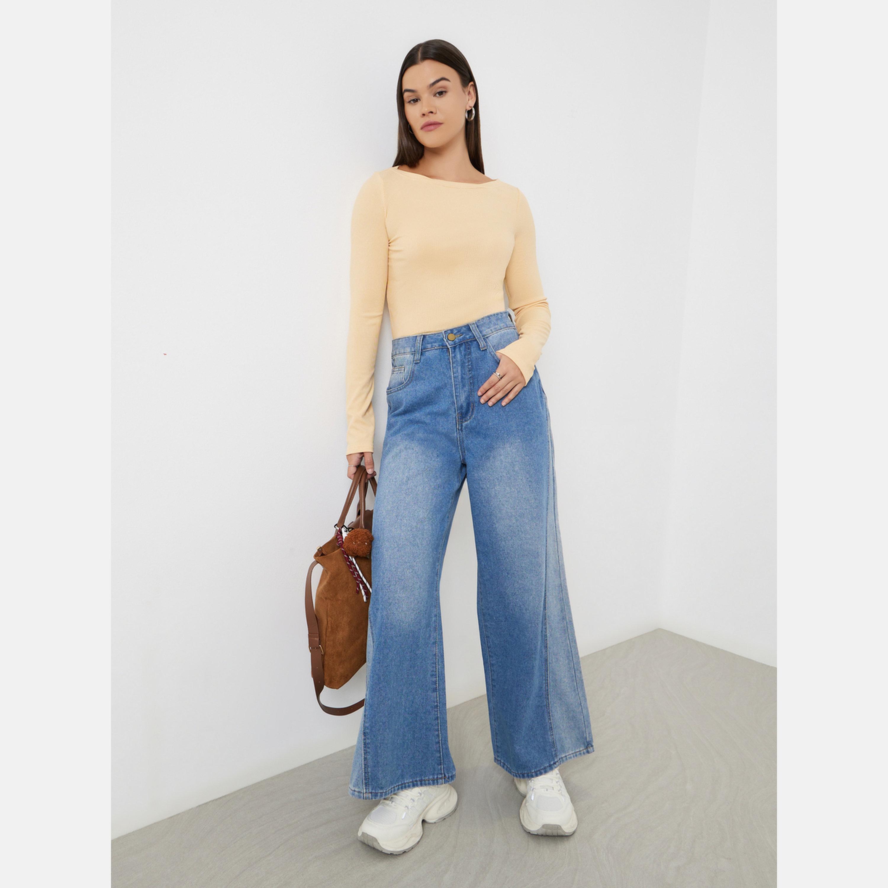 Styli High Rise Wide Leg Faded Jeans-women-clothing-bottoms-jeans-image-2