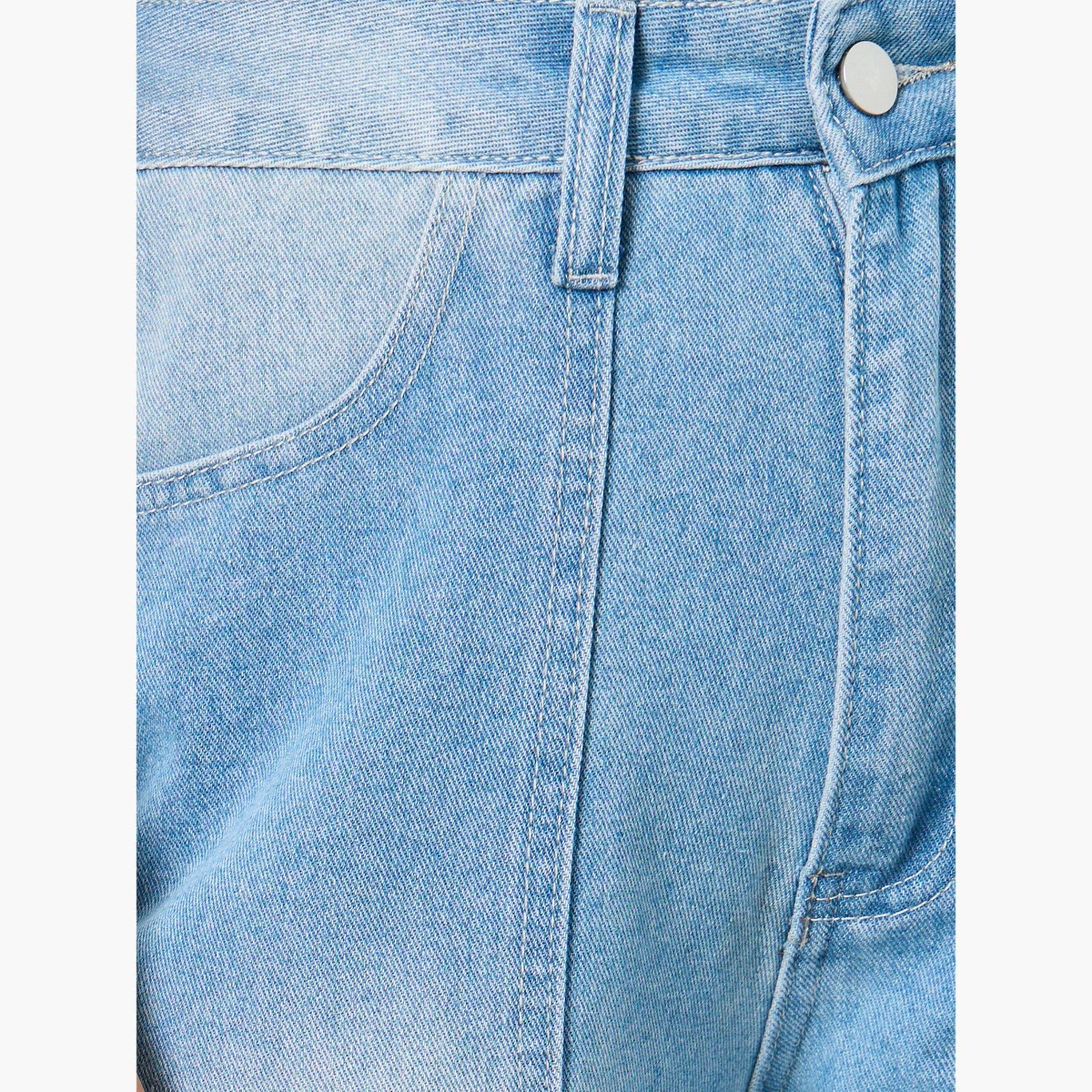 ستايلي - بنطال جينز واسع الساق بخصر مرتفع وحافة قابلة للطي-women-clothing-bottoms-jeans-image-3