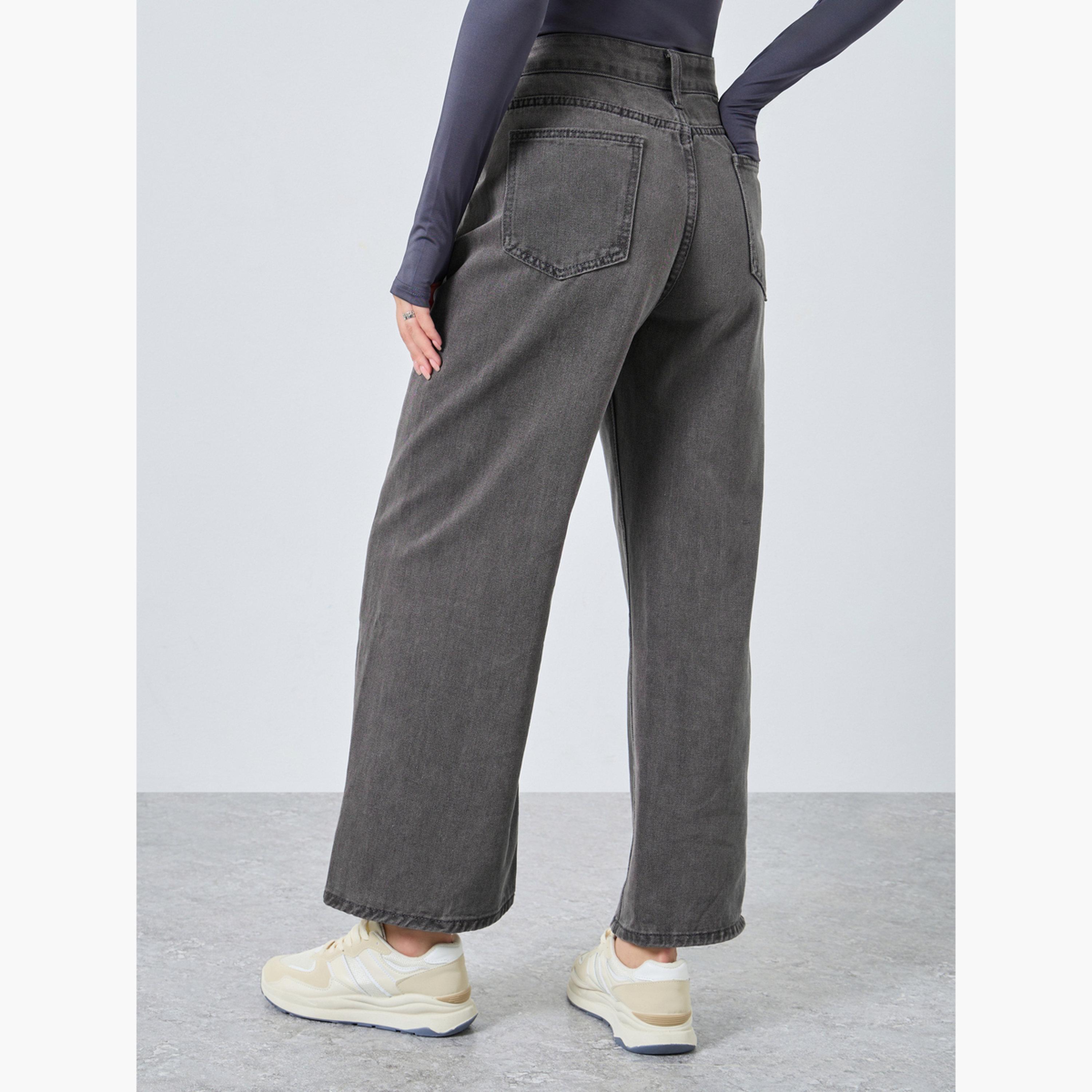 ستايلي - بنطال جينز واسع الساق بخصر مرتفع وباهت-women-clothing-bottoms-jeans-image-4