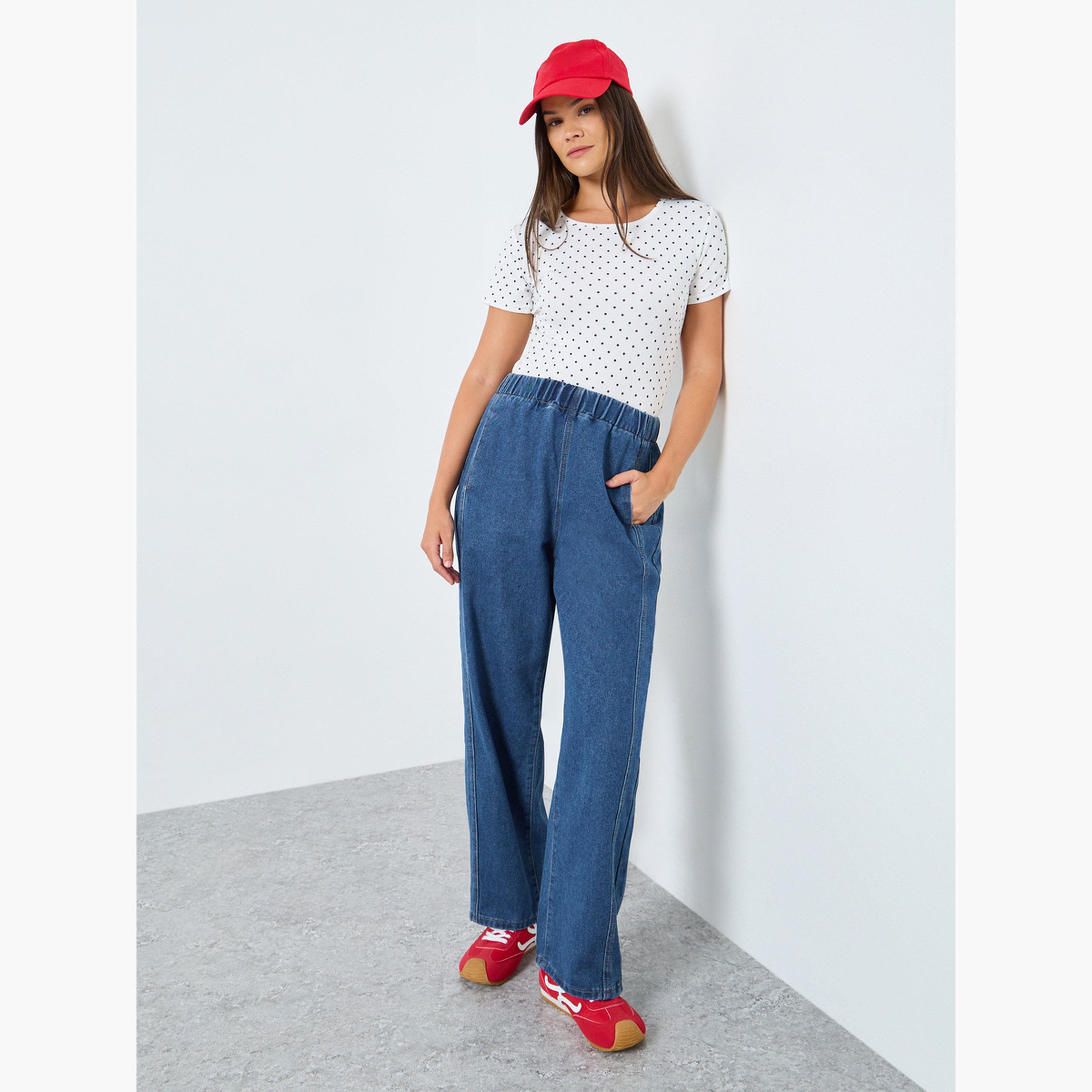 ستايلي - بنطال جينز نسائي بقصّة برميلية مع لوحة قصّ وخياطة-women-clothing-bottoms-jeans-image-2