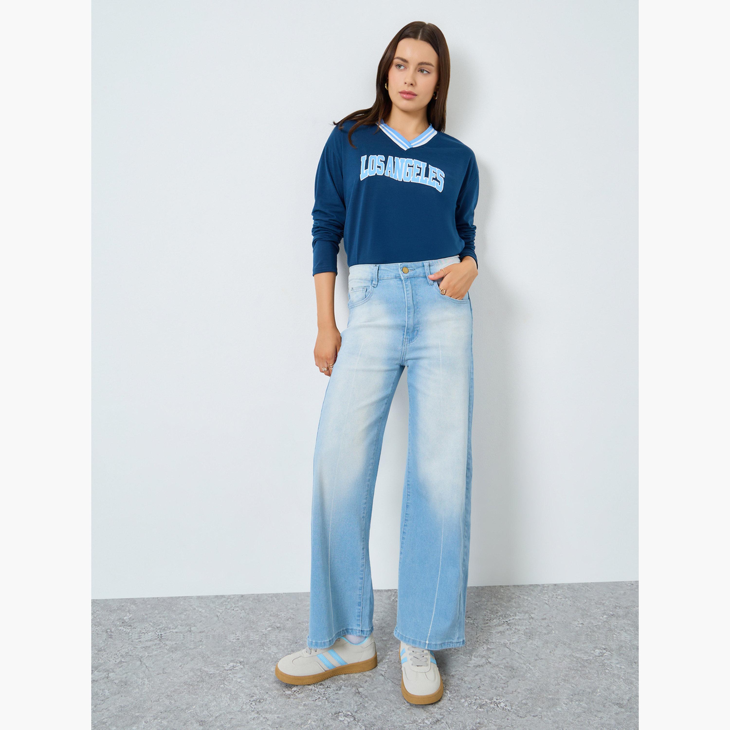 Styli High Rise Light Blue Straight Leg Jeans-women-clothing-bottoms-jeans-image-2