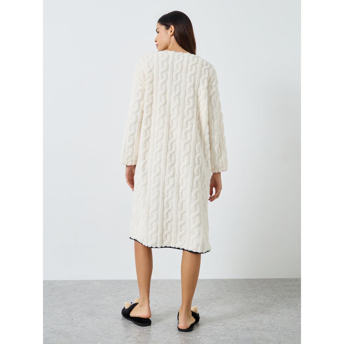 Styli Cable Fleece Contrast Trim Nightshirt Dress-women-clothing-nightwear-nighties-image-4