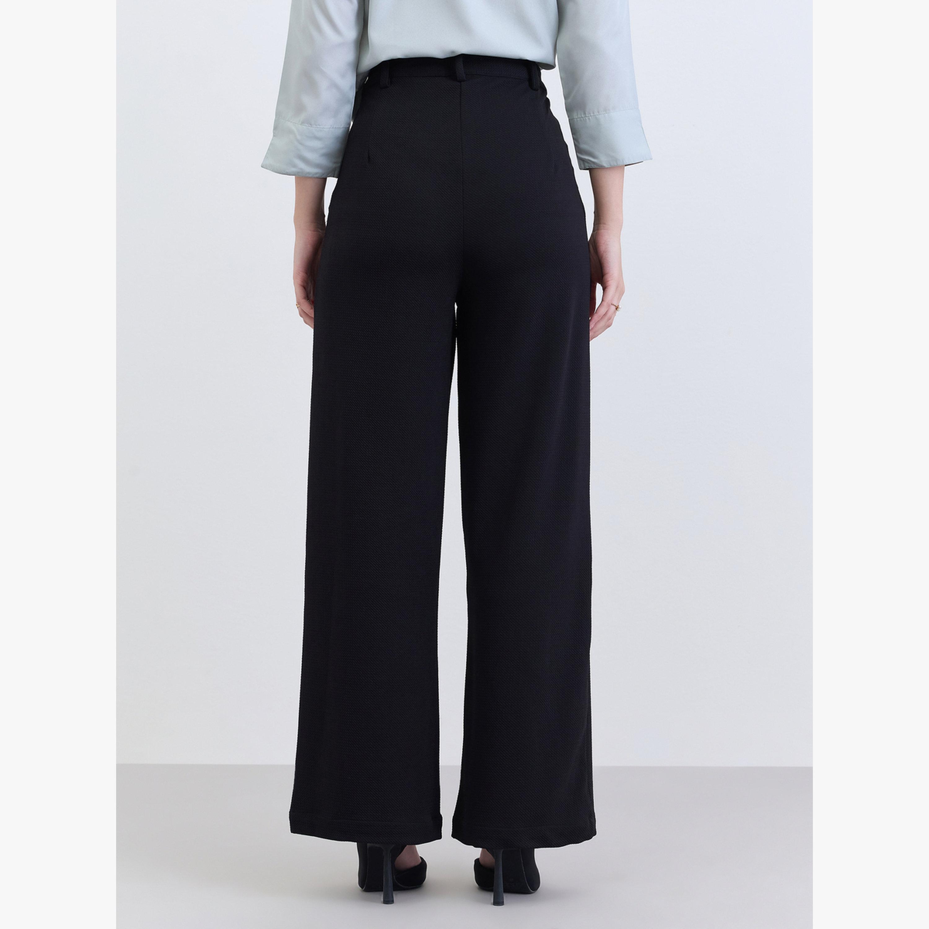 Styli Women Black Wide Leg Trousers-women-clothing-bottoms-trousers-image-4