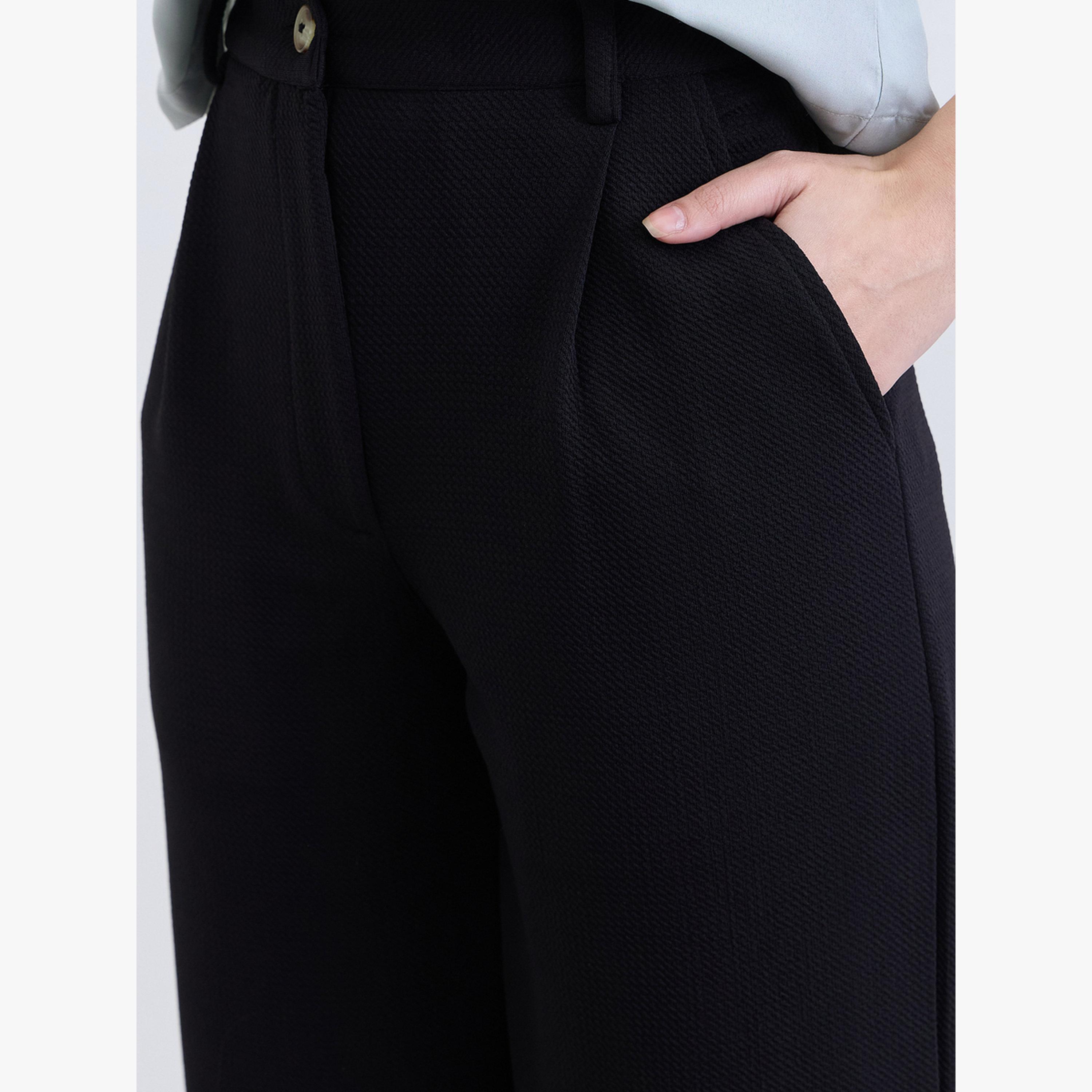 Styli Women Black Wide Leg Trousers-women-clothing-bottoms-trousers-image-5