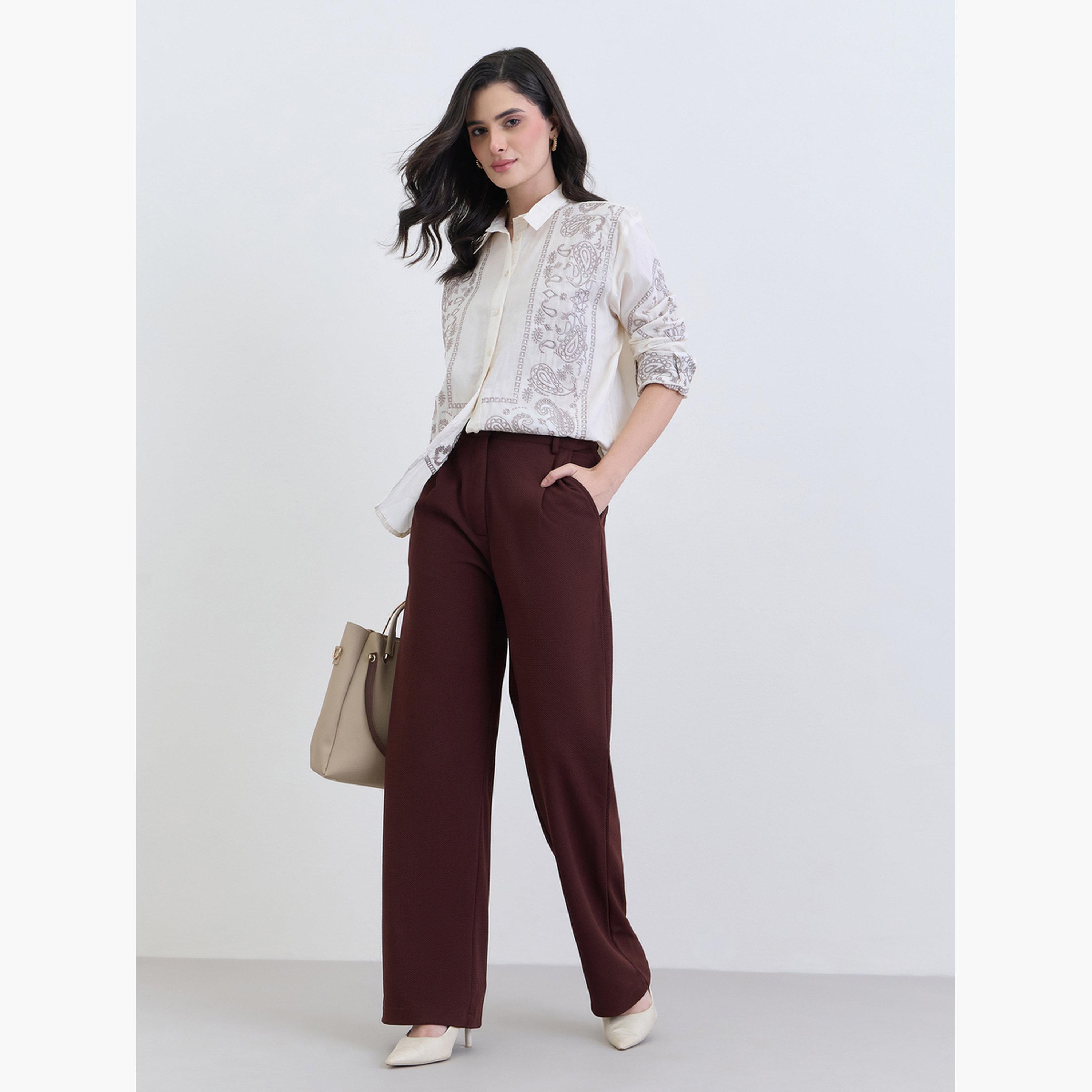 طقم قميص بأزرار وبنطلون-women-clothing-bottoms-trousers-image-2