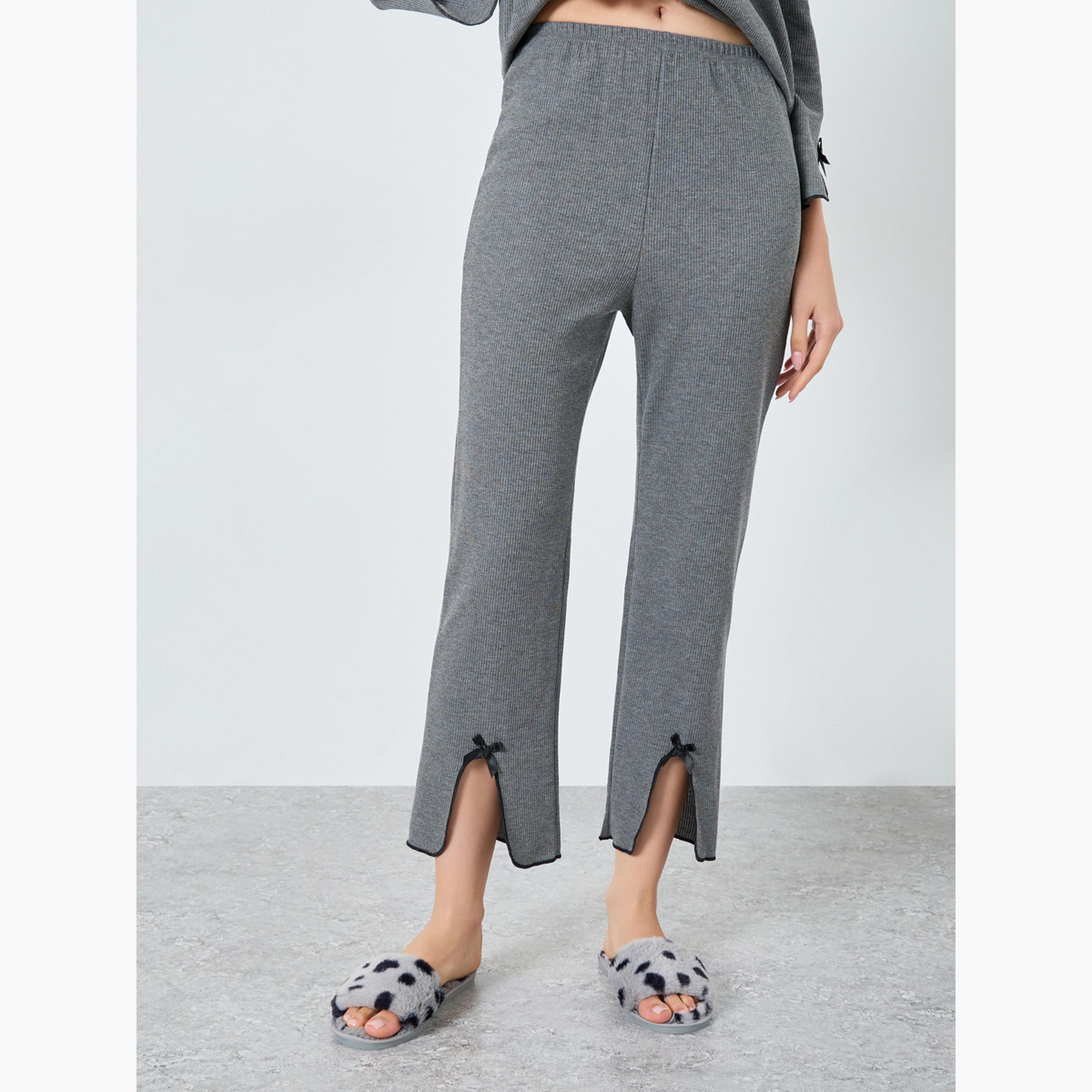 Take Two Bow Detail V Neck Knit T-Shirt and Pyjama Set-women-clothing-nightwear-pyjamas-longsets-image-4
