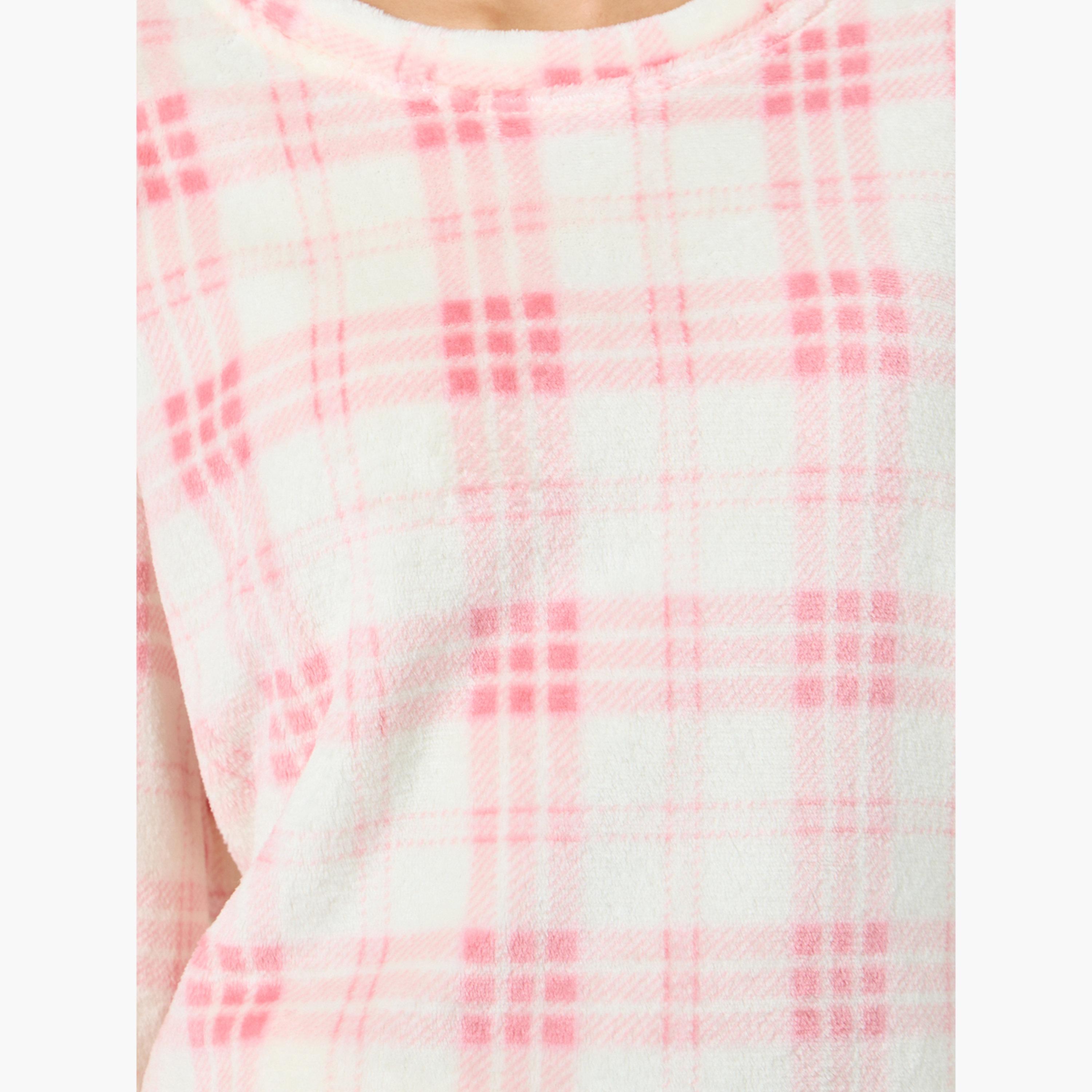 ستايلي - بيجاما مستقيمة وقميص من الصوف المنقوش للنساء-women-clothing-nightwear-pyjamas-longsets-image-5