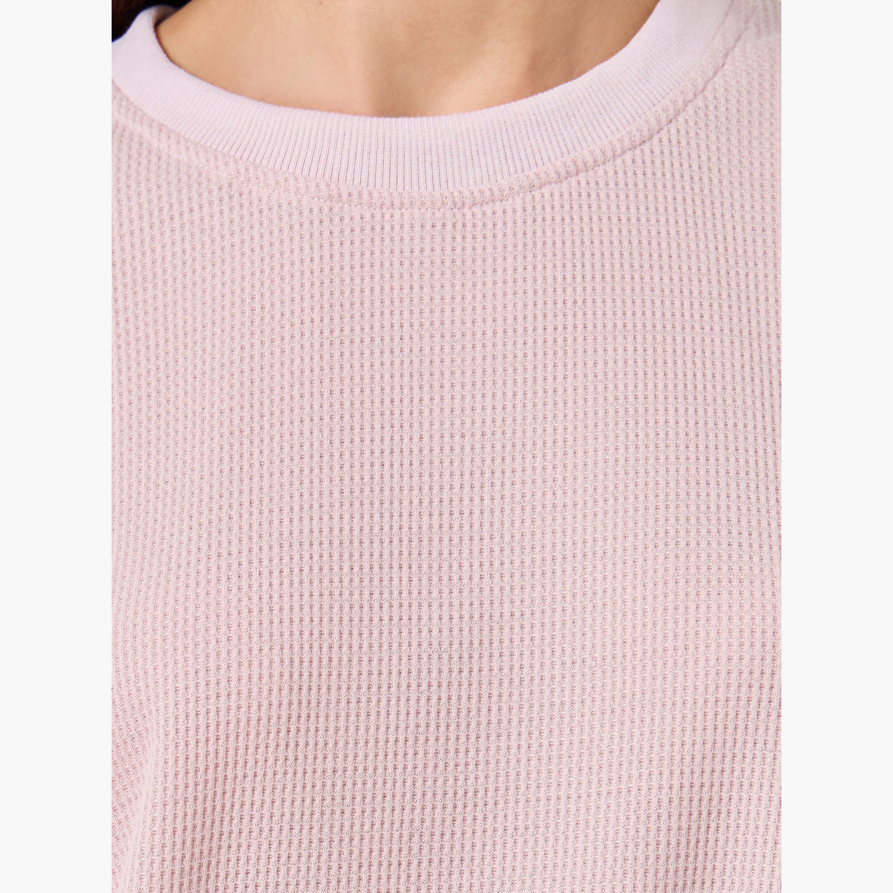 ستايلي - بيجاما قميص محبوك نقشة الوافل للنساء-women-clothing-nightwear-pyjamas-longsets-image-6