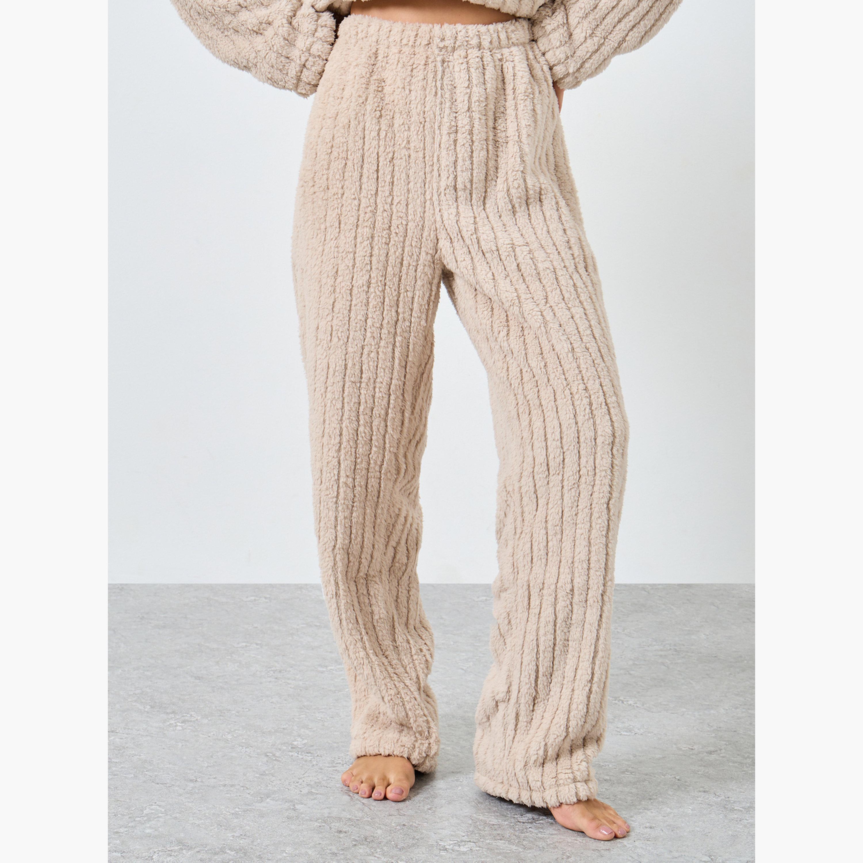 Styli Chunky Rib Button Placket Shirt and Pyjama Set-women-clothing-nightwear-pyjamas-longsets-image-4