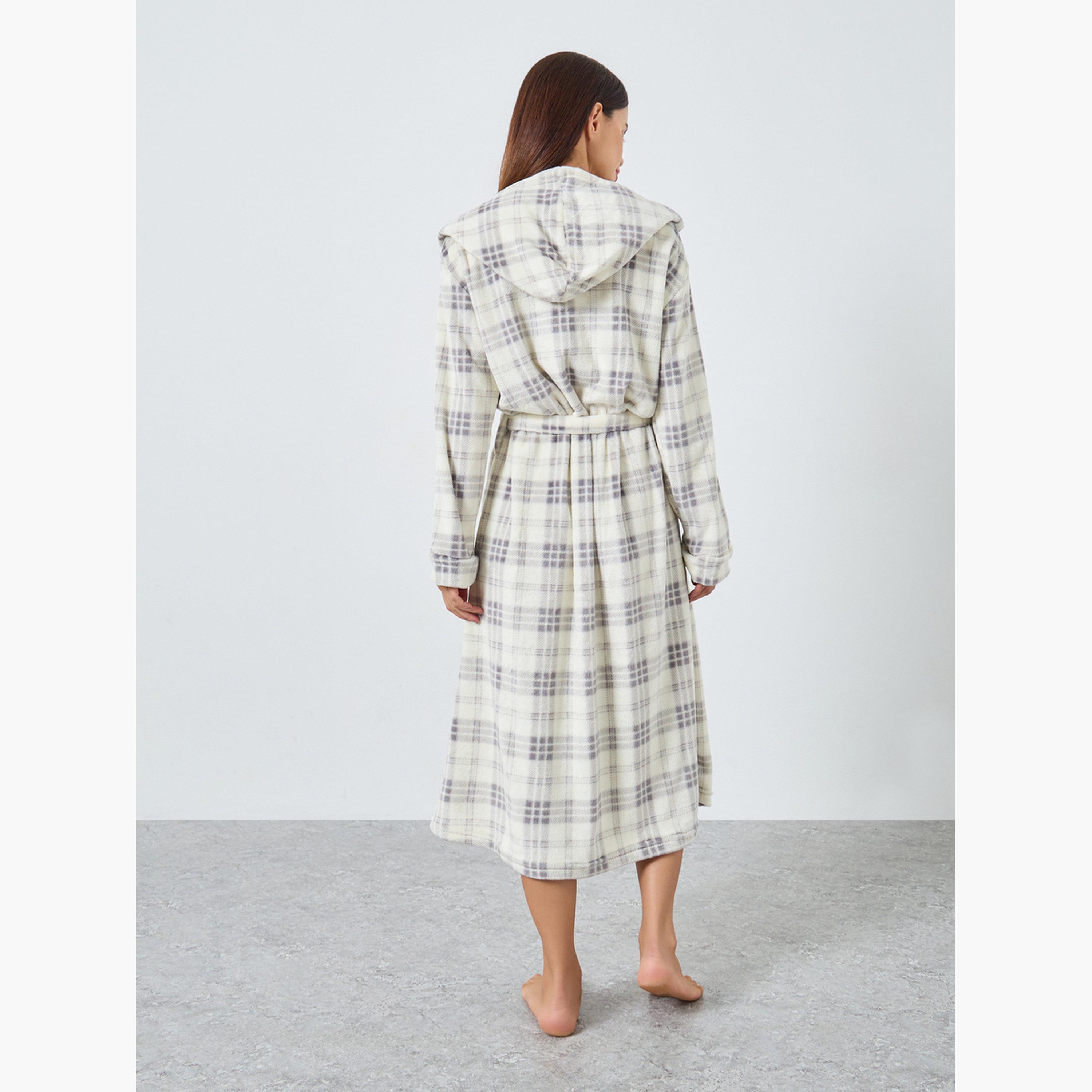 ستايلي - روب من الصوف المنقوش بغطاء للرأس للنساء-women-clothing-nightwear-robes-image-4