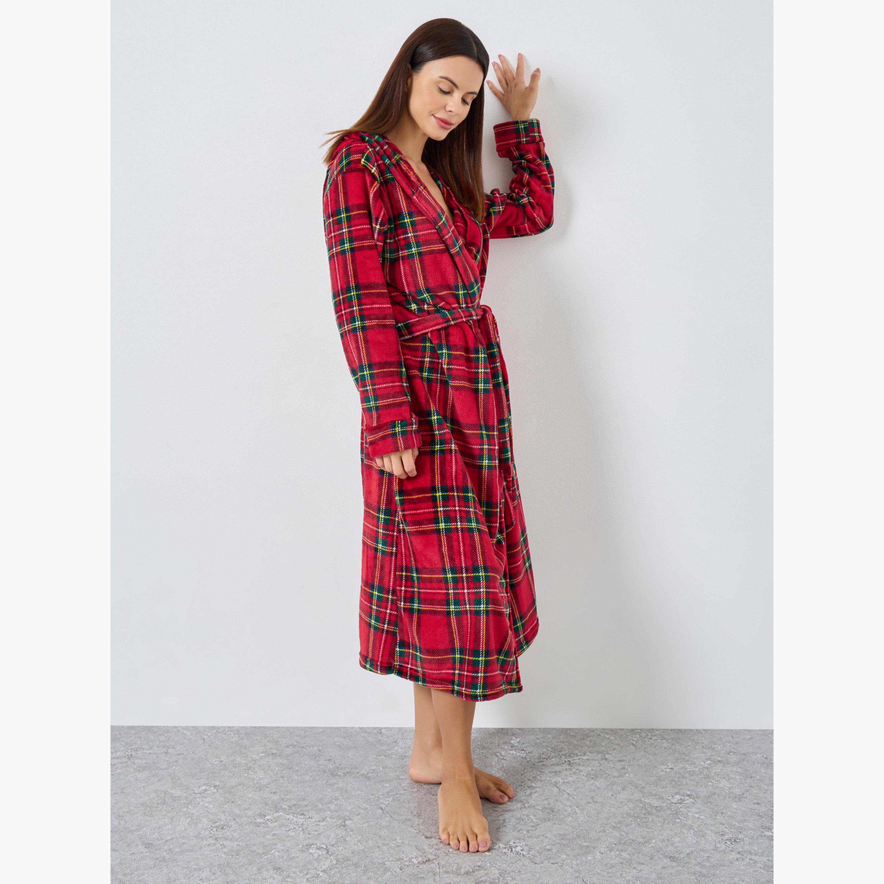 ستايلي - روب من الصوف المنقوش بغطاء للرأس للنساء-women-clothing-nightwear-robes-image-6