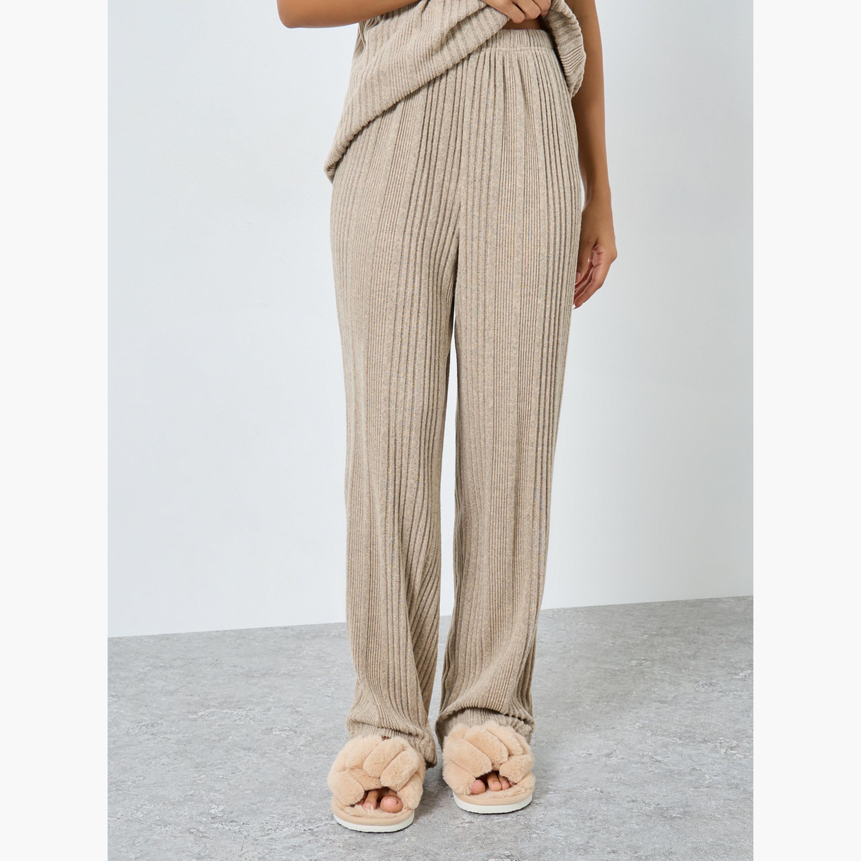 Styli Women Melange Brushed Ribbed Top and Pyjama Set-women-clothing-nightwear-pyjamas-longsets-image-4