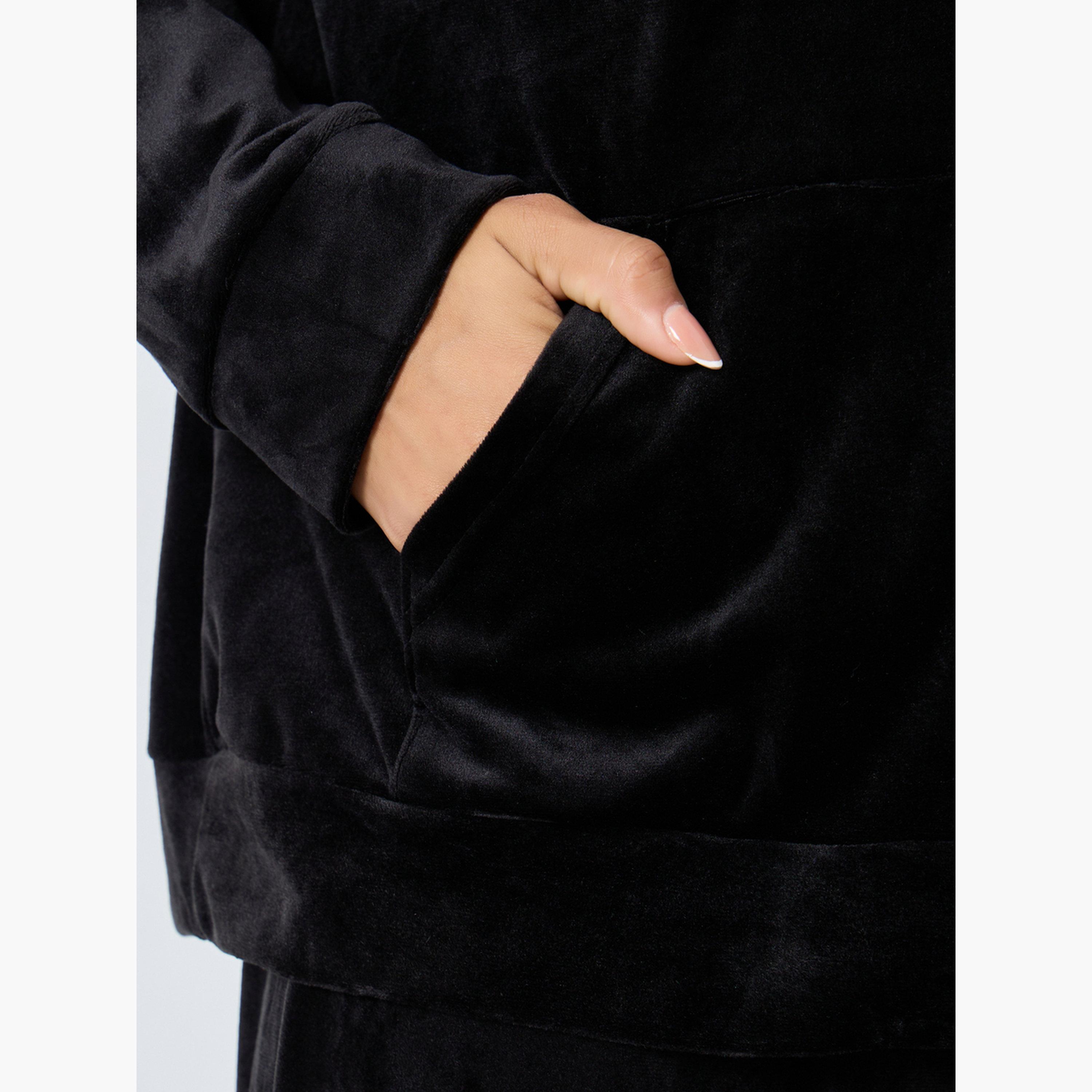 ستايلي - بيجاما قميص بغطاء رأس بمظهر مخملي للنساء-women-clothing-nightwear-pyjamas-longsets-image-5
