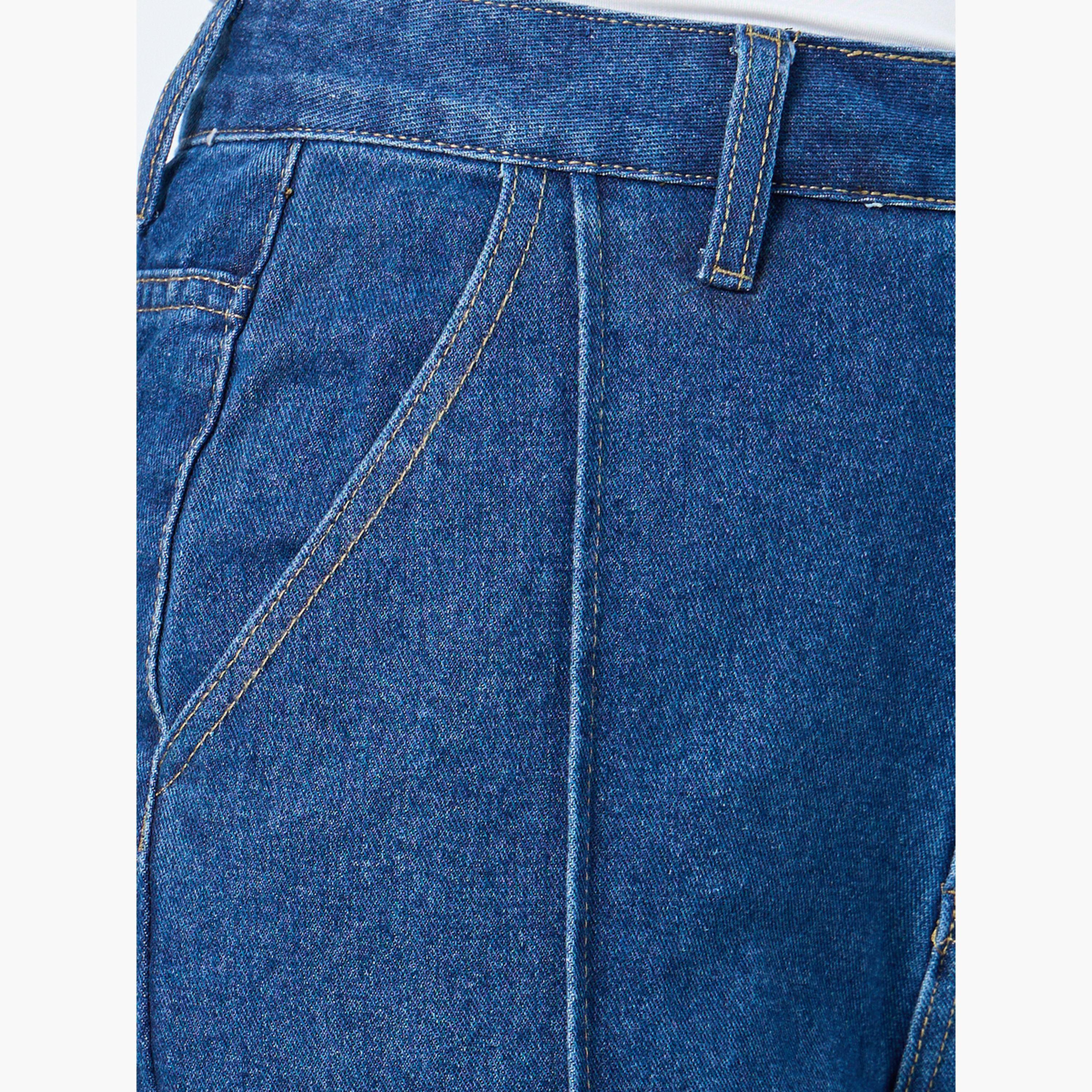 ستايلي - بنطال جينز واسع الساق بخصر مرتفع وتفاصيل درز-women-clothing-bottoms-jeans-image-4