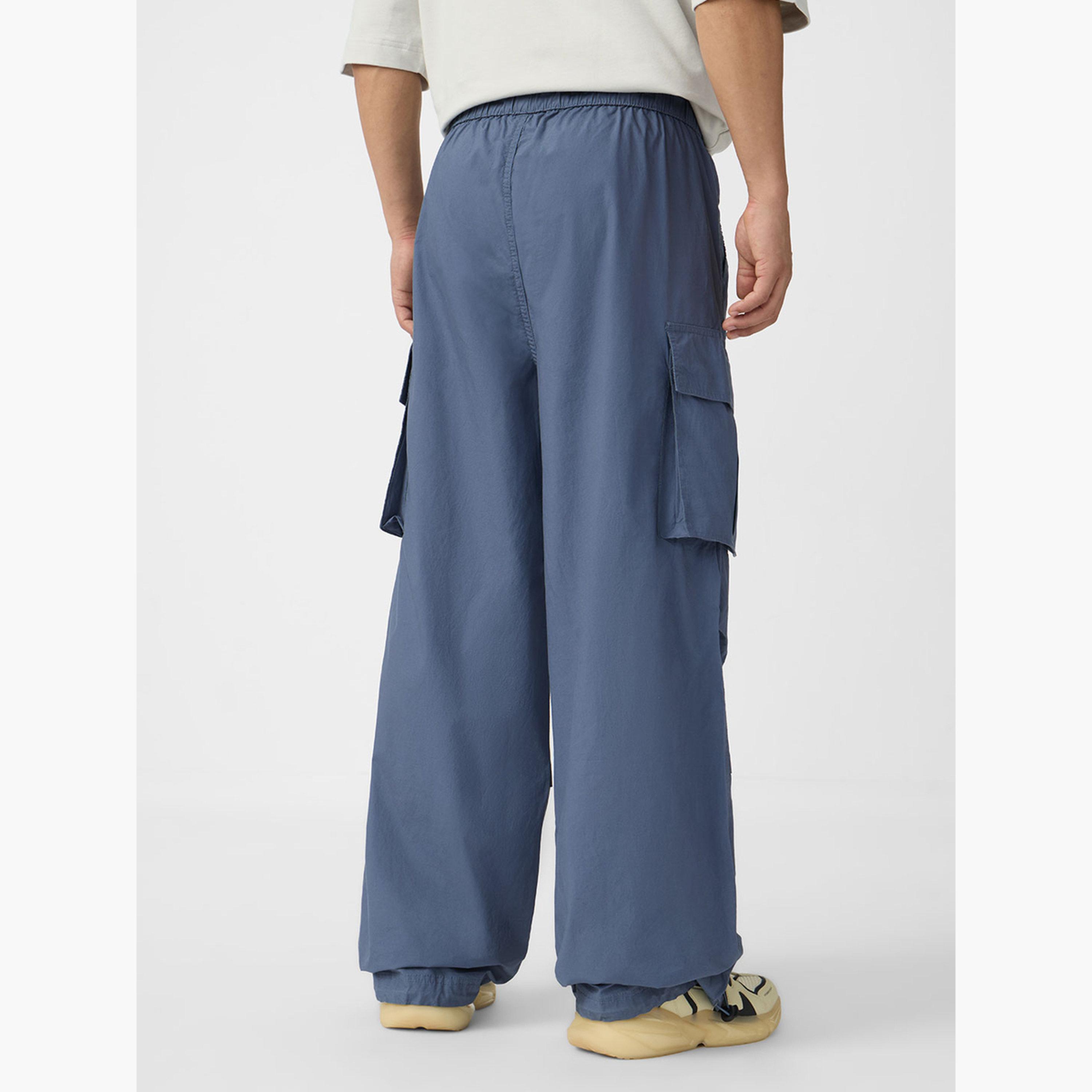 The Souled Store X Styli Men Blue Cargo Pocket Parachute Pants-men-clothing-bottoms-joggers-image-4