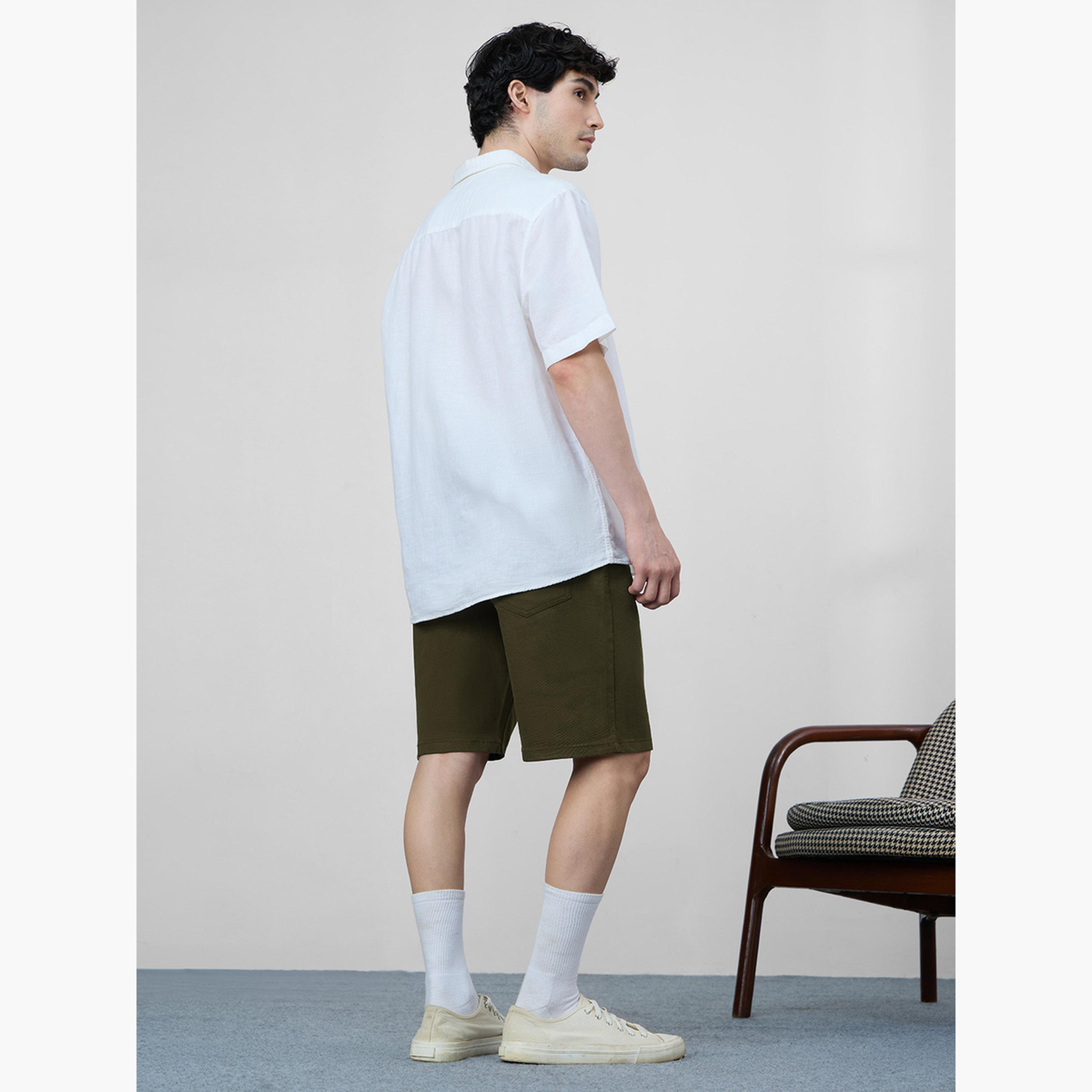 ذا سولد ستور × ستايلي - شورت جينز رجالي لون أخضر الداكن بطول الركبة-men-clothing-bottoms-shorts-image-3